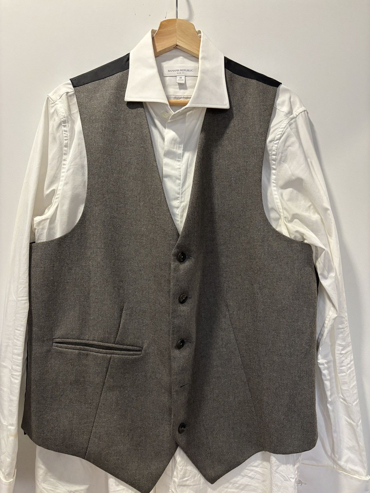 Vintage Mens Suit Vest Wool Waistcoat Hand Made In The UK Size 44R - 2 Thumbnail