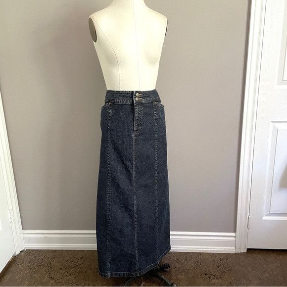 Vintage Vintage Maxi Denim Jean Skirt - 10, LONG BACK SLIT! Size 32" / US 10 / IT 46 - 9 Thumbnail