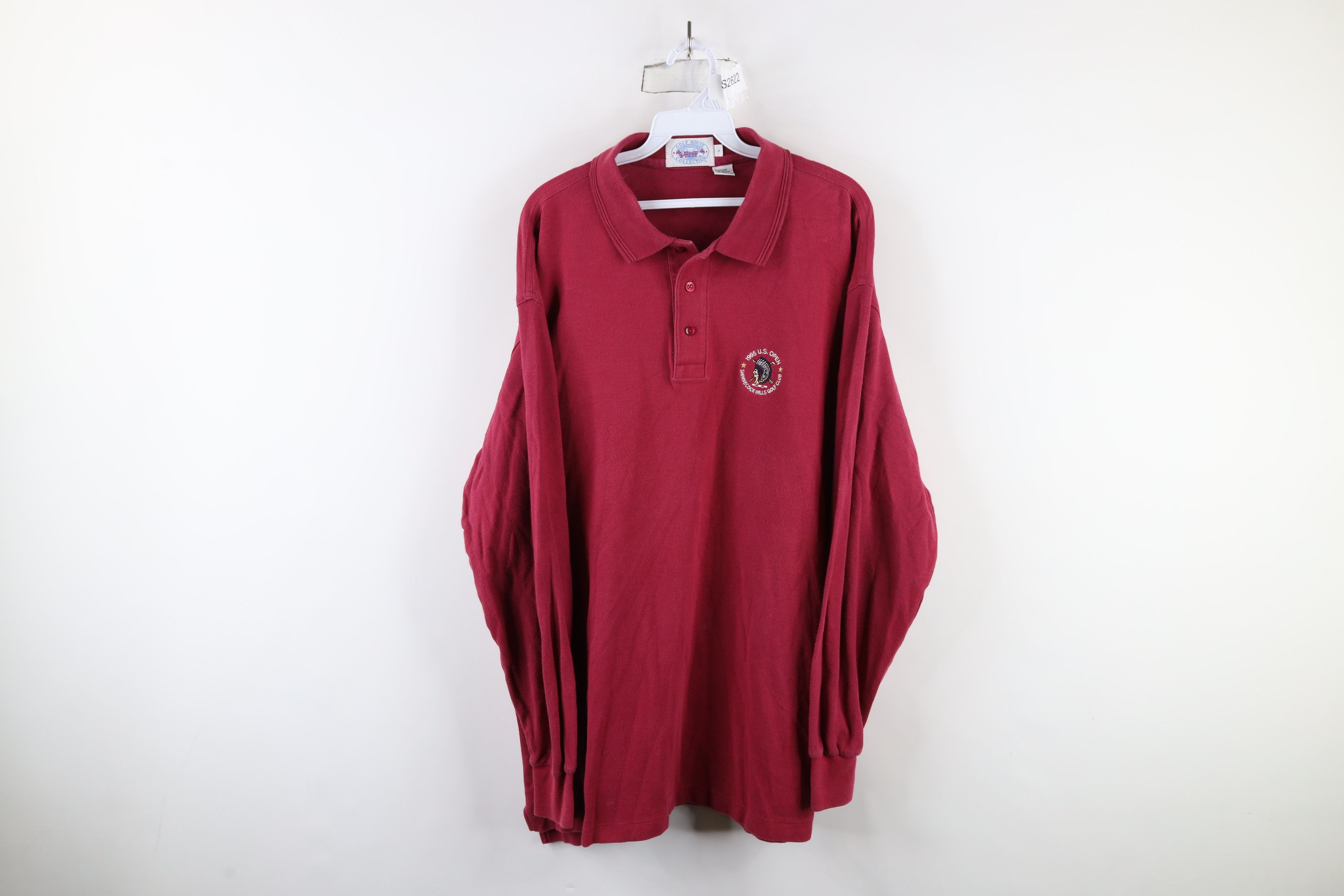 Vintage Vintage 90s Open Shinnecock Hills Long Sleeve Polo Shirt Red Size US L / EU 52-54 / 3 - 1 Thumbnail