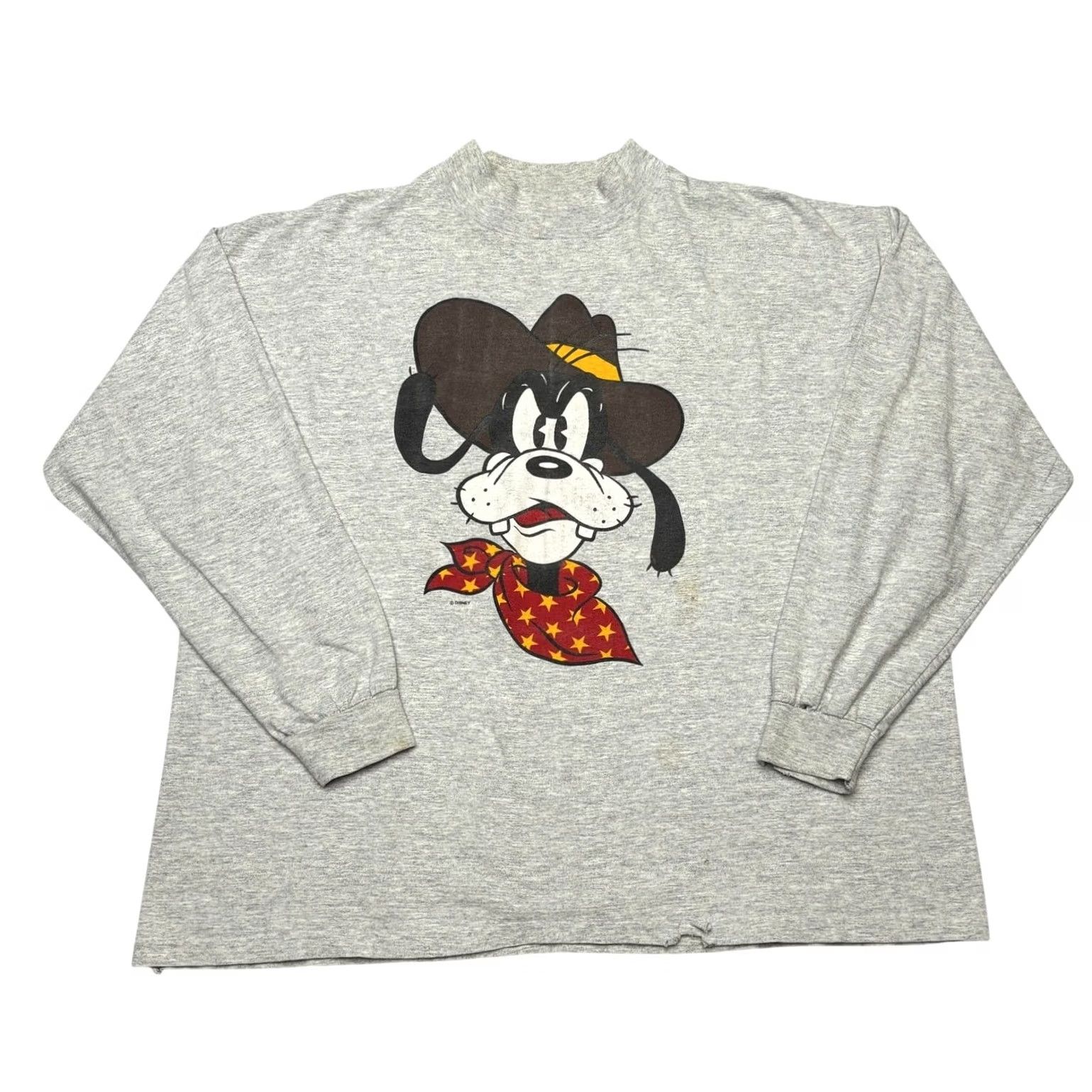 Disney VINTAGE Goofy Western Cowboy Disney Tee Shirt Long Sleeve Mock Neck XL Mens Rare 80s Gray Size US XL / EU 56 / 4 - 2 Thumbnail
