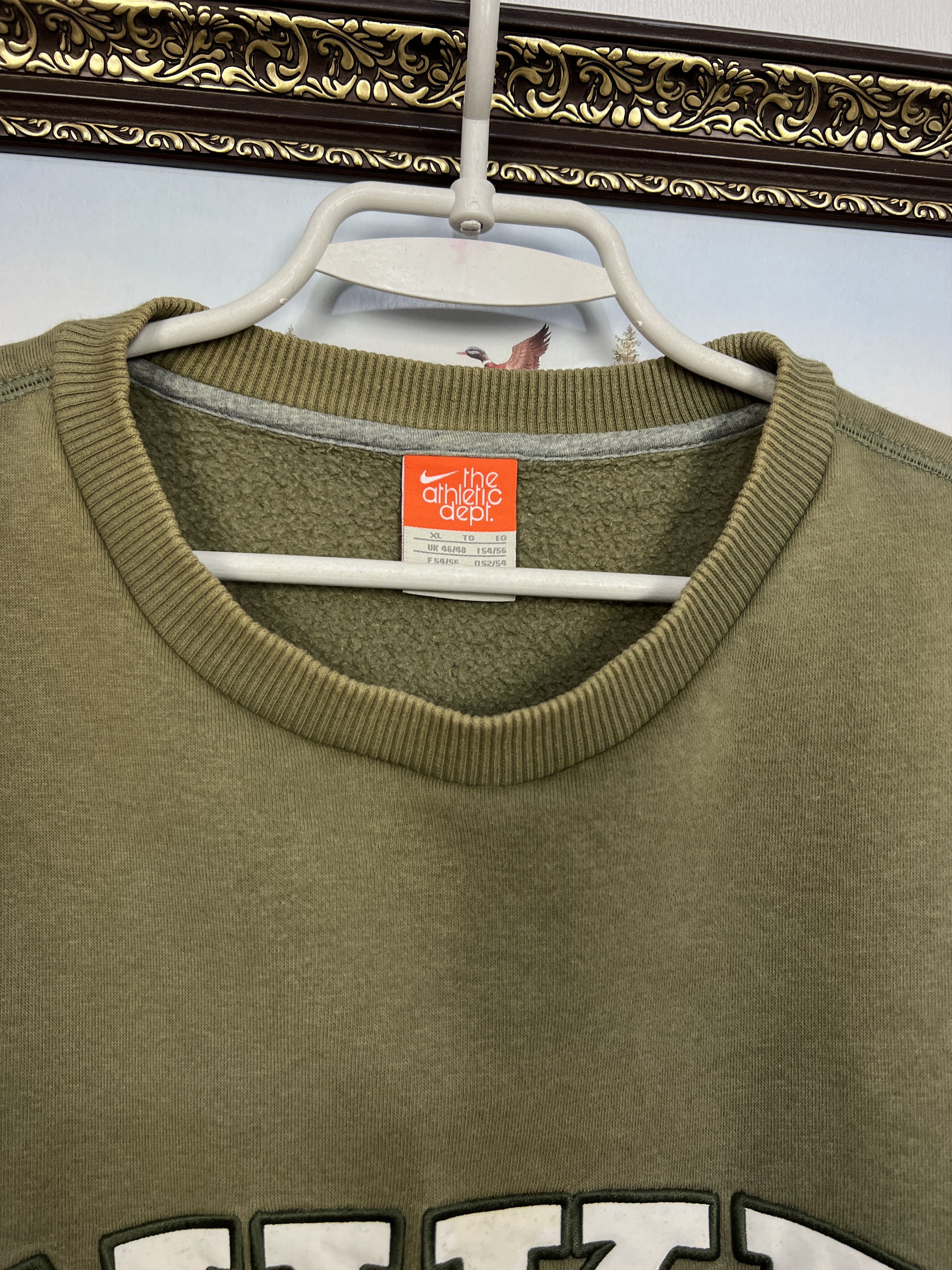 Nike Vintage Big Logo Spell Out Swoosh Sweatshirt Khaki Crewneck Size US XL / EU 56 / 4 - 6 Thumbnail