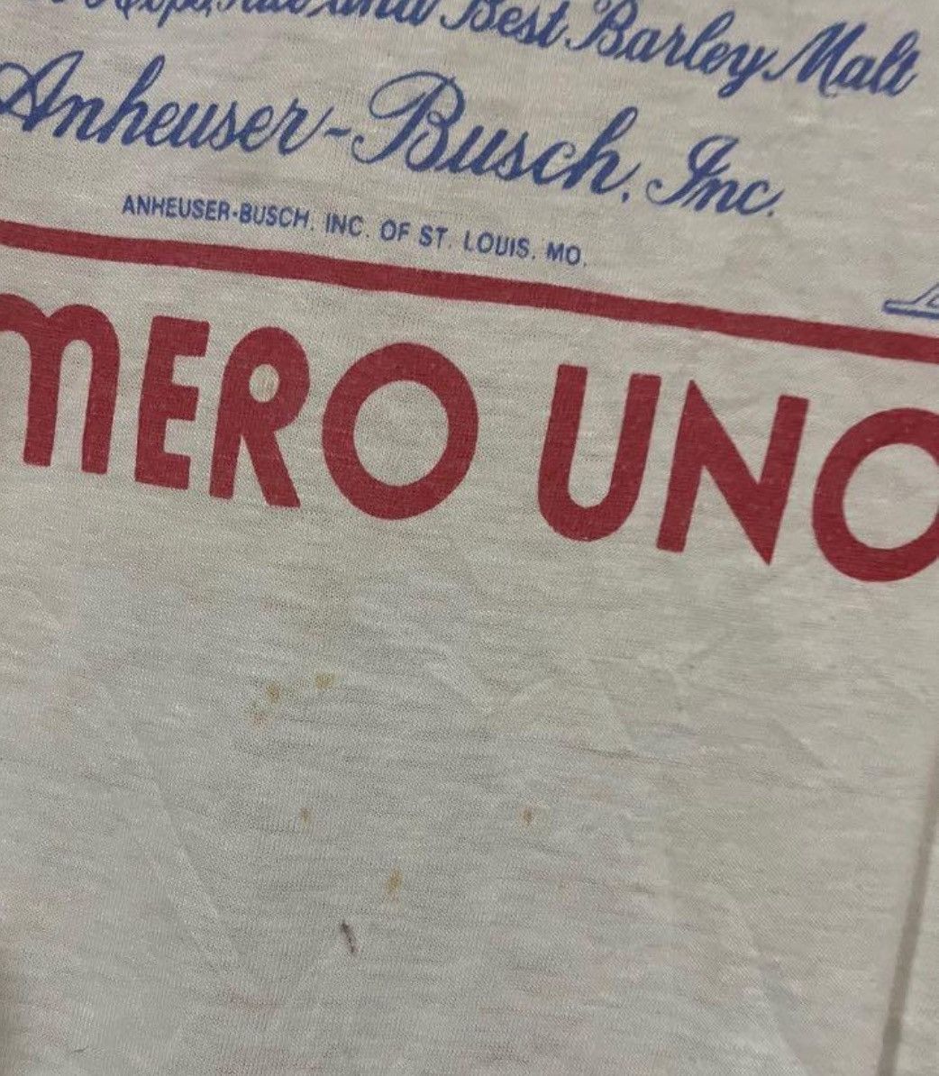 Budweiser Budweiser 70s True Vintage Numero Uno Paper Thin Ringer Tee Size US XS / EU 42 / 0 - 6 Thumbnail
