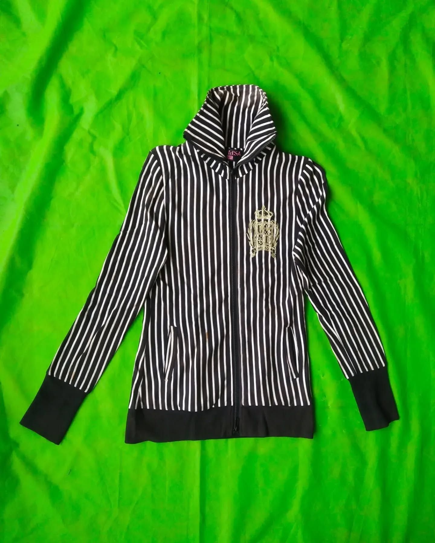 LIZ LISA Liz Lisa Doll Black White Striped Woman Kawaii Zip Jacket Size XS / US 0-2 / IT 36-38 - 2 Thumbnail