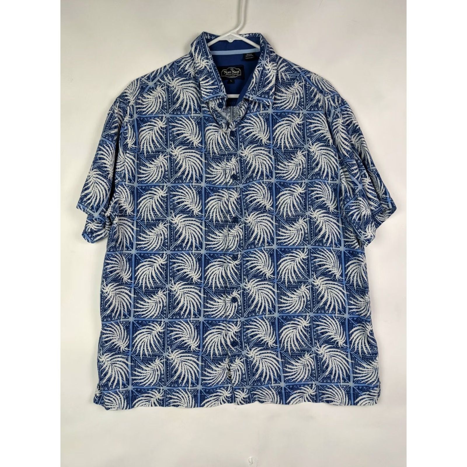 Nat Nast Nat Nast Men's Button-Up Silk Cotton Blue Floral Shirt L Size US L / EU 52-54 / 3 - 2 Thumbnail
