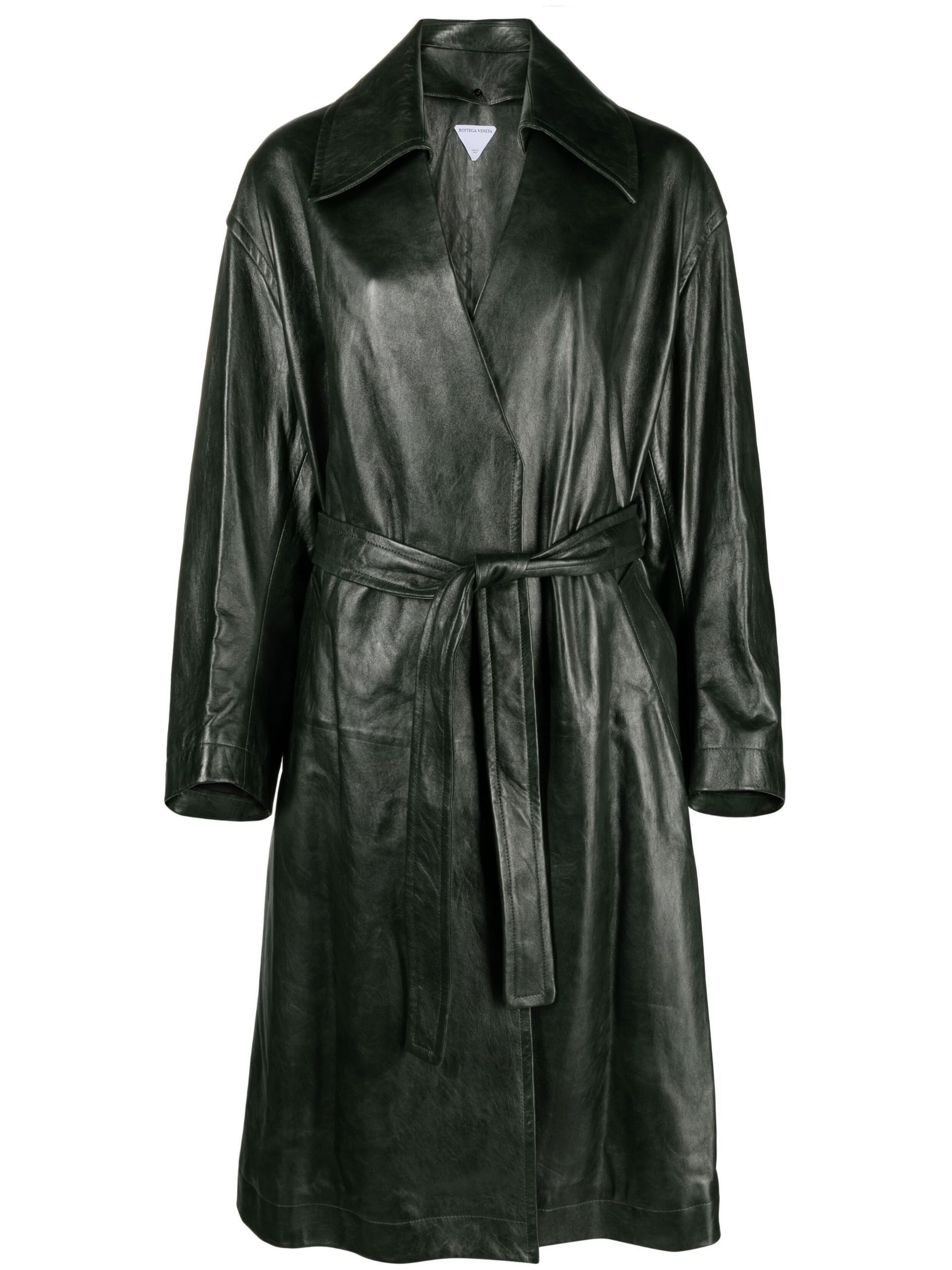 Bottega Veneta o1bcso1str0225 Leather Kimono Belted Coat in Dark Green Size XS / US 0-2 / IT 36-38 - 1 Thumbnail