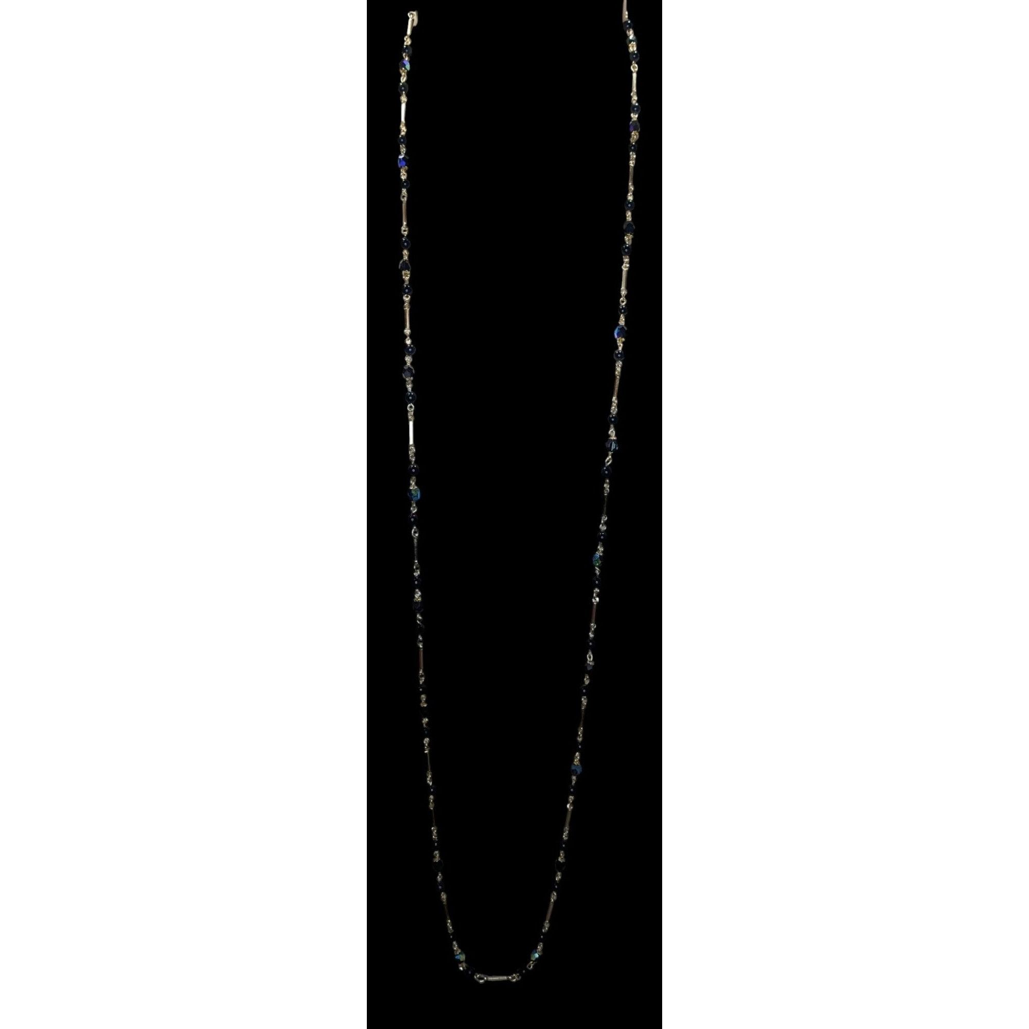 Other Glam Goth Black & Silver-Tone Beaded Necklace With Iridescen Size ONE SIZE - 5 Thumbnail