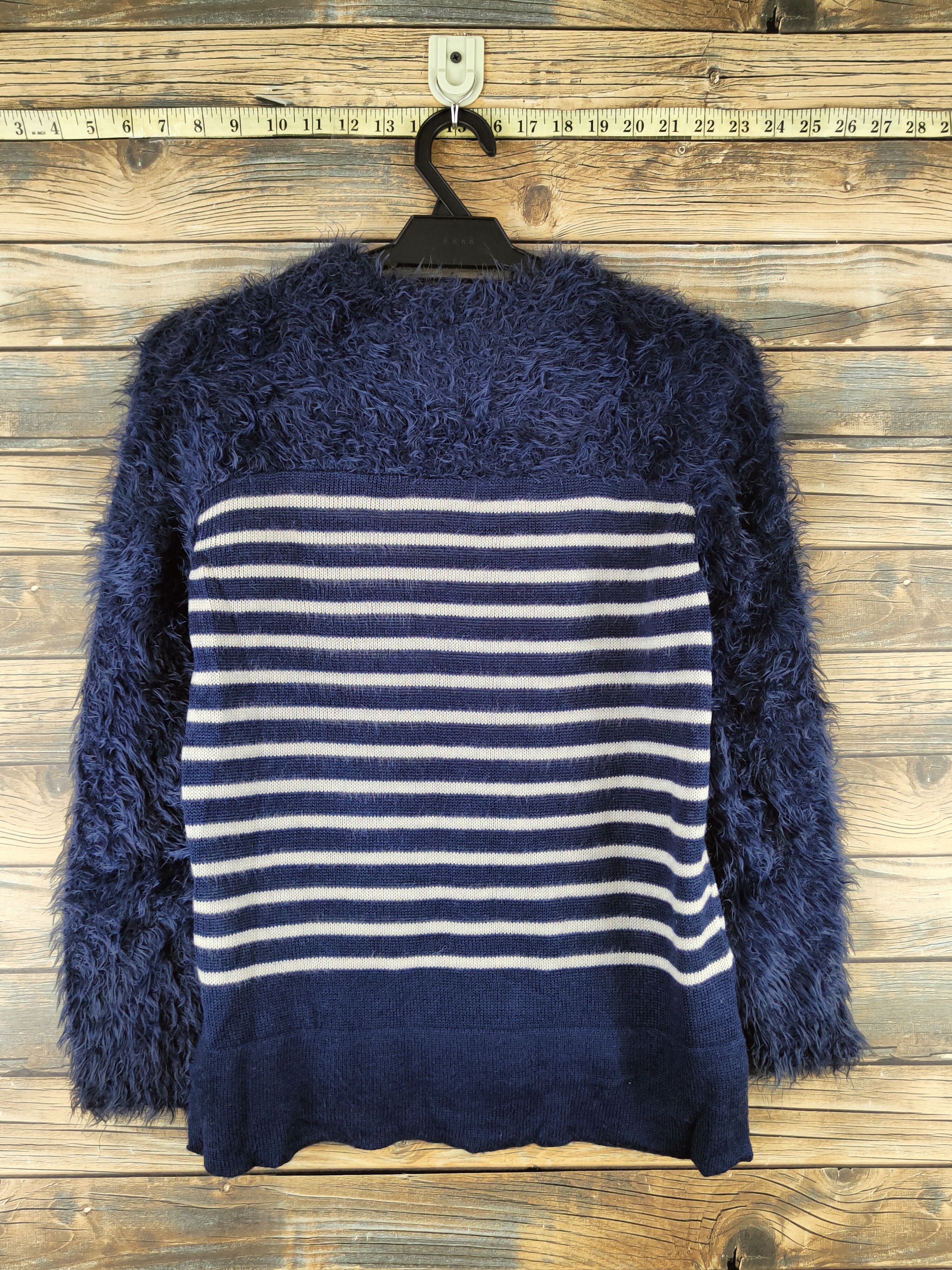 Japanese Brand Polo Studio Alivier Navy Fur Mohair Knitwear #46-540 Size M / US 6-8 / IT 42-44 - 7 Thumbnail