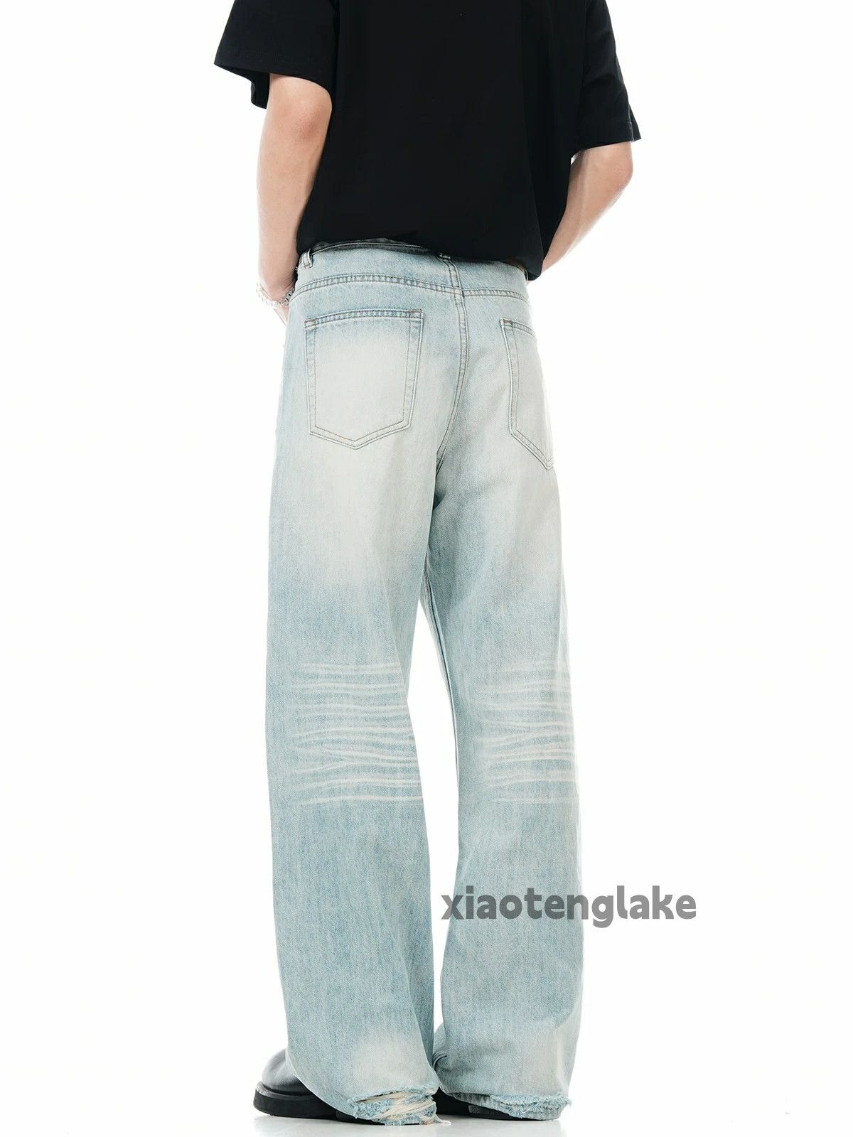 Jean unisex washed faded cleanfit yuppie y2k baggy jeans Size US 32 / EU 48 - 2 Thumbnail