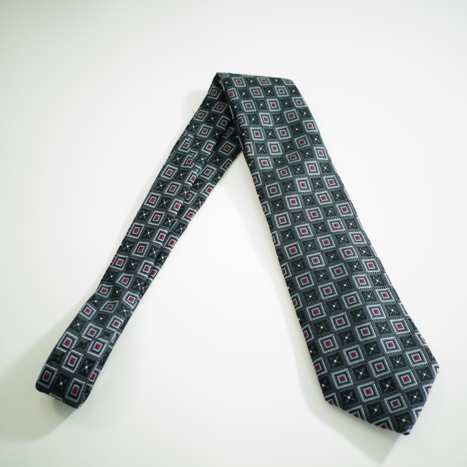 Jos. A. Bank Jos A Bank Signature Gray Red Geometric Woven Silk Tie Size ONE SIZE - 6 Thumbnail