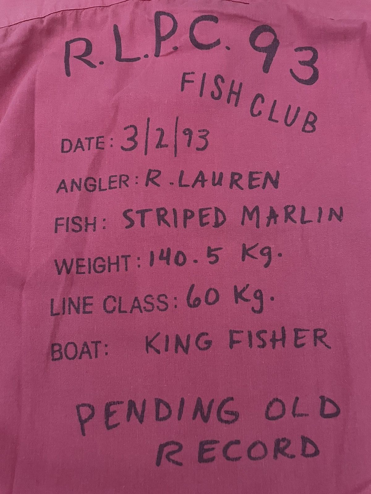 Vintage Polo Ralph Lauren 1993 RLPC Fishing