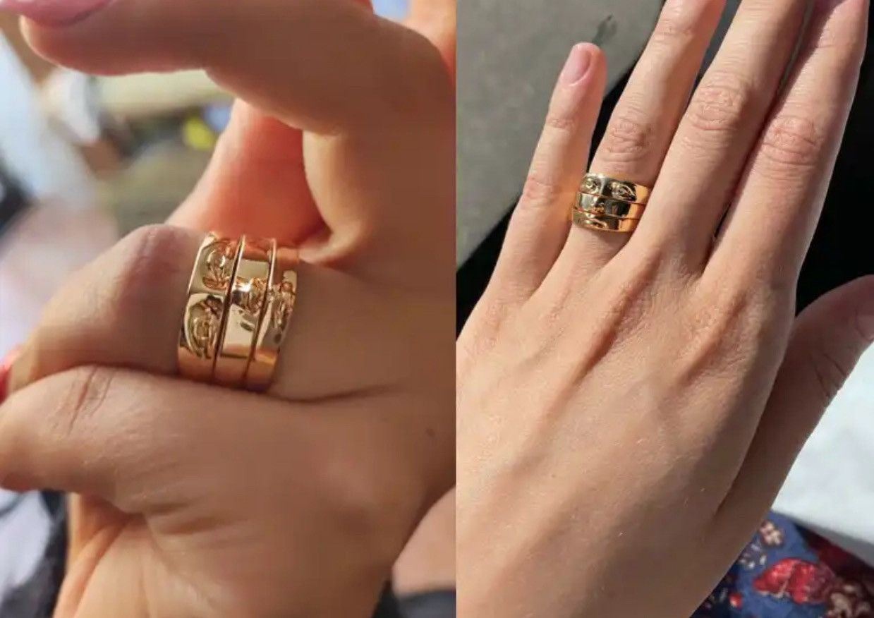 Jewelry Gold Color 3Pc/Set Face Stack Ring( Size 7/8/9) Size ONE SIZE - 3 Thumbnail