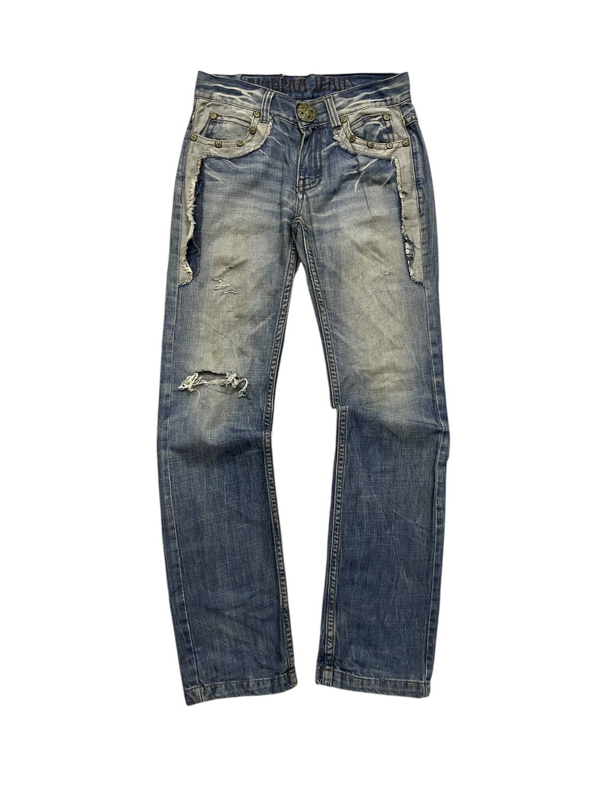 If Six Was Nine 2000s RIOBERA JEANS WASHABLE DISTRESSED JEANS RARE DESIGN Size US 30 / EU 46 - 2 Thumbnail