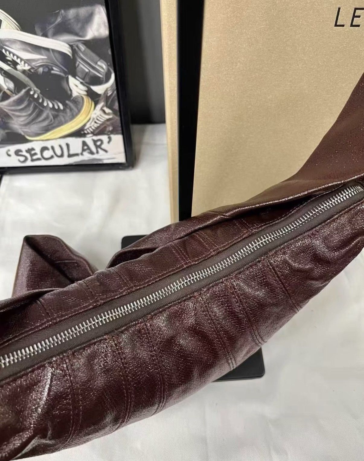 Lemaire Lemaire Coated Small Lava Chocolate Croissant Bag KKKK6 Size ONE SIZE - 7 Thumbnail