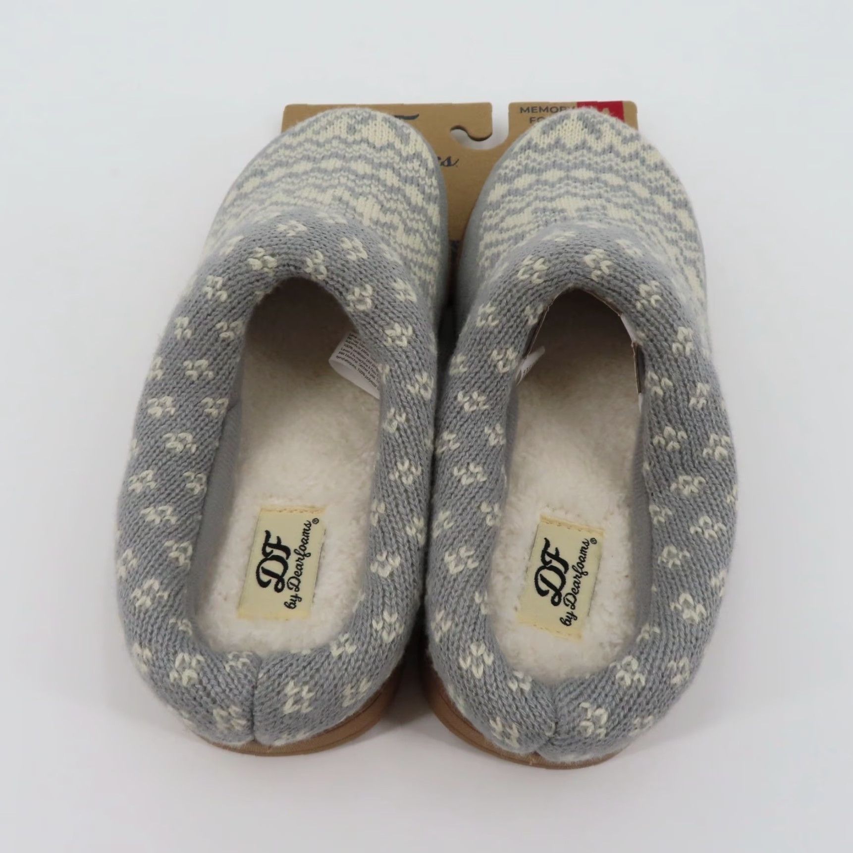 Vintage Dearfoams Slipper Women Medium 7-8 Gray Knit Memory Foam Indoor Outdoor Slip-On New Size M / US 6-8 / IT 42-44 - 6 Thumbnail