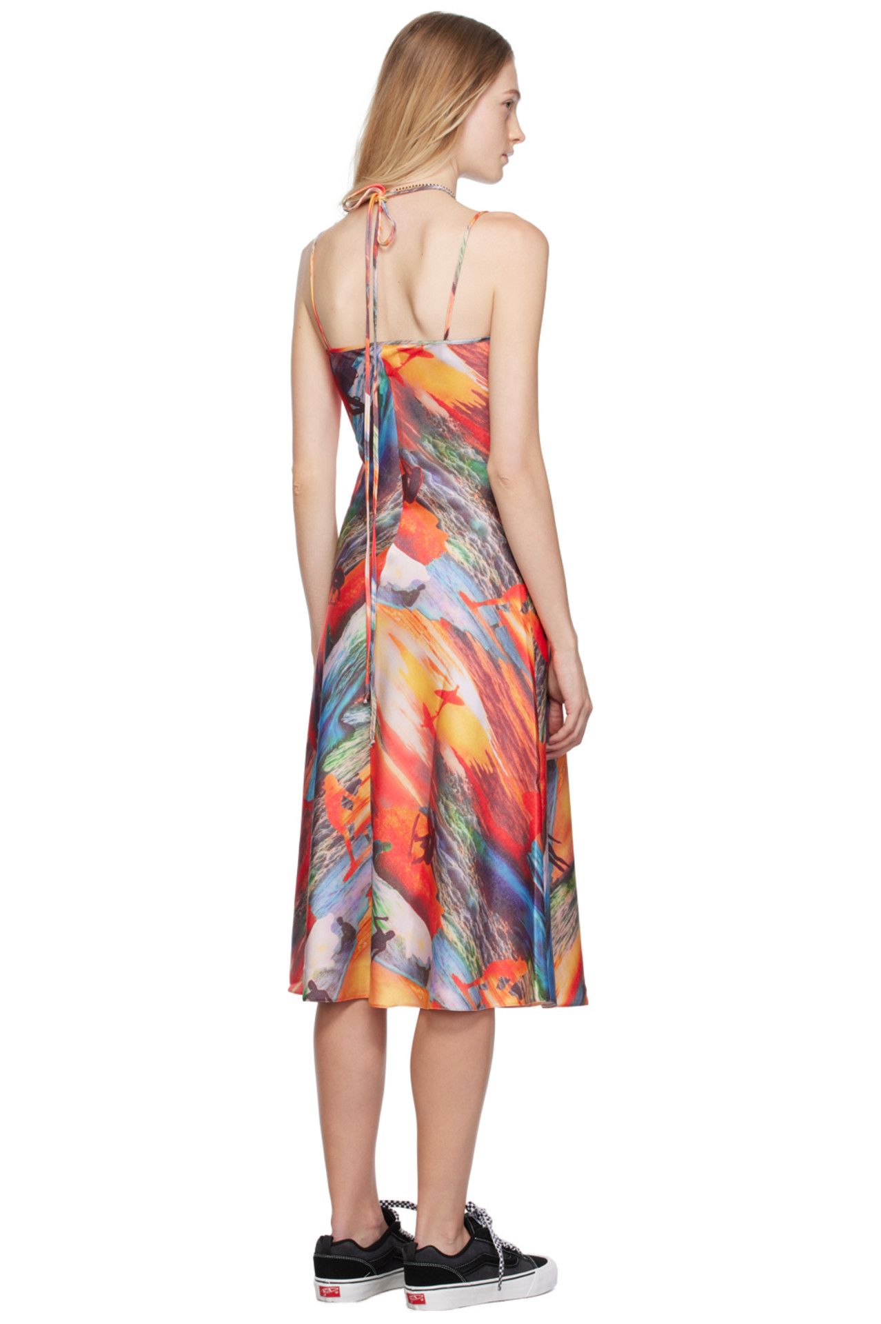 ERL $585 NWT ERL Surf Print Red Sunset Midi Dress Size M / US 6-8 / IT 42-44 - 3 Thumbnail