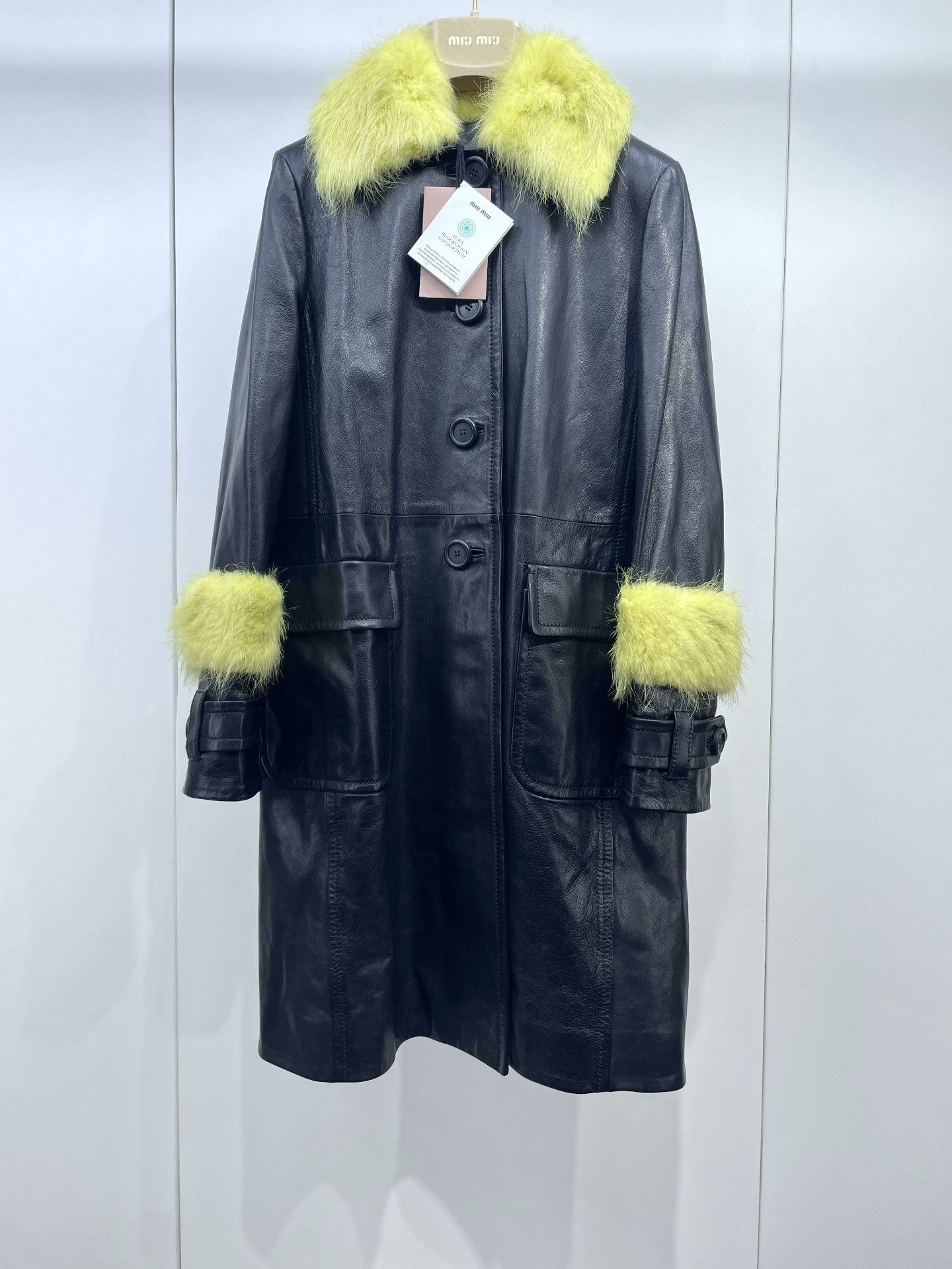 Miu Miu Miu Miu Fur Collar Long Leather Coat Size S / US 4 / IT 40 - 1 Thumbnail