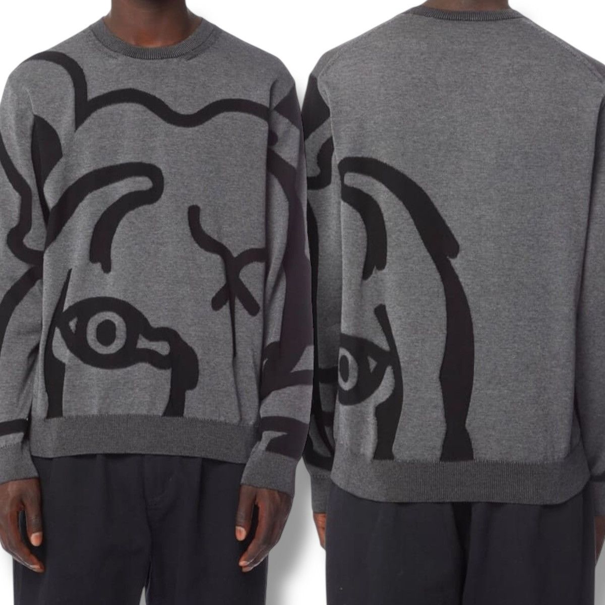 Kenzo KENZO Abstract Anthracite K-Tiger Head Knitted Sweater Size US L / EU 52-54 / 3 - 1 Thumbnail