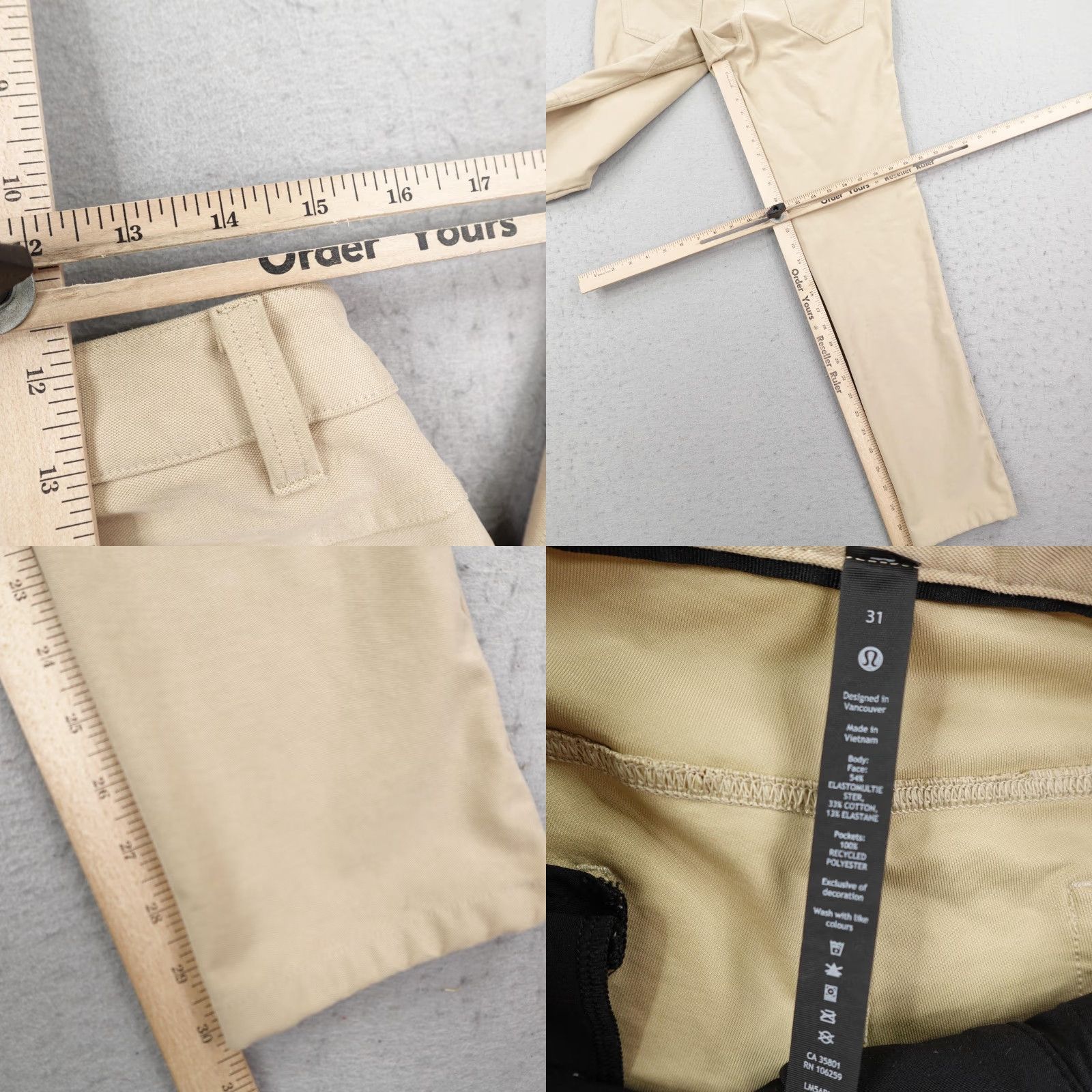 Lululemon Lululemon Pants Mens 31 Khaki Beige ABC Commission Warpstreme Chino Performance Pants Size US 31 - 9 Thumbnail
