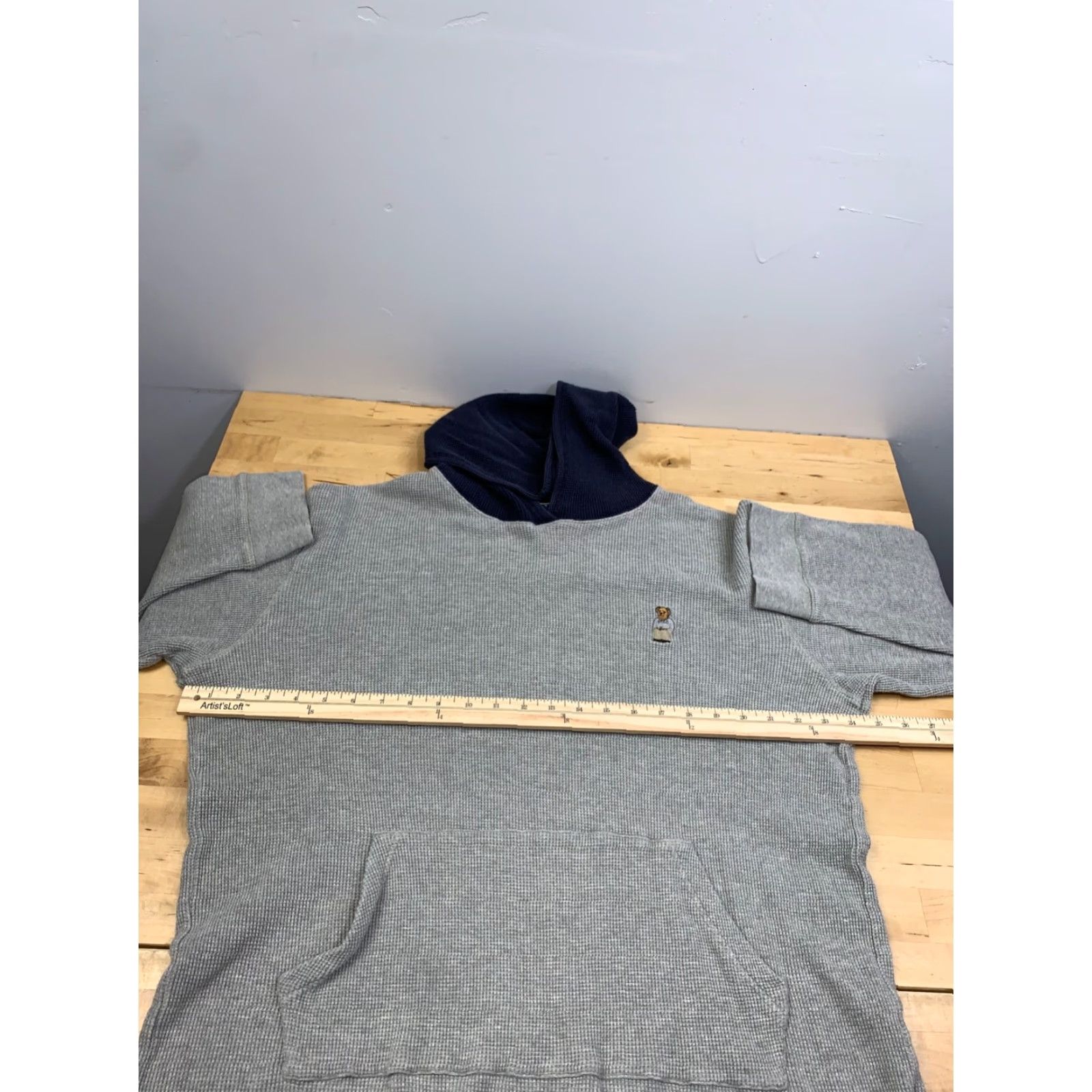 Polo Ralph Lauren VINTAGE Polo Ralph Lauren Hoodie Mens XL Waffle Knit Pullover Thermal 12019 Gray Cotton Knit Crew Neck Size US XL / EU 56 / 4 - 5 Thumbnail