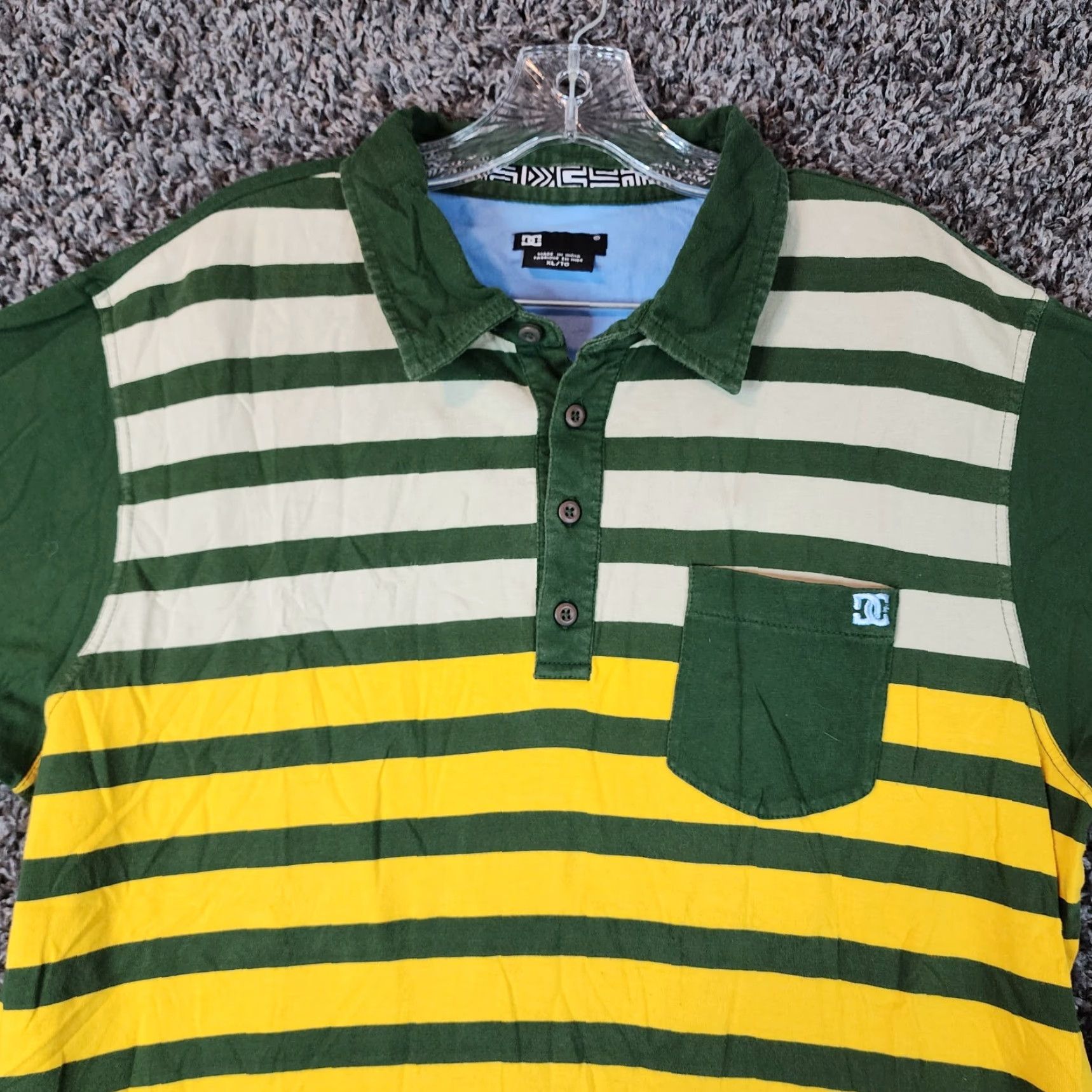 Vintage DC Green Striped Polo Shirt Mens XL Short Sleeve Size US XL / EU 56 / 4 - 3 Thumbnail