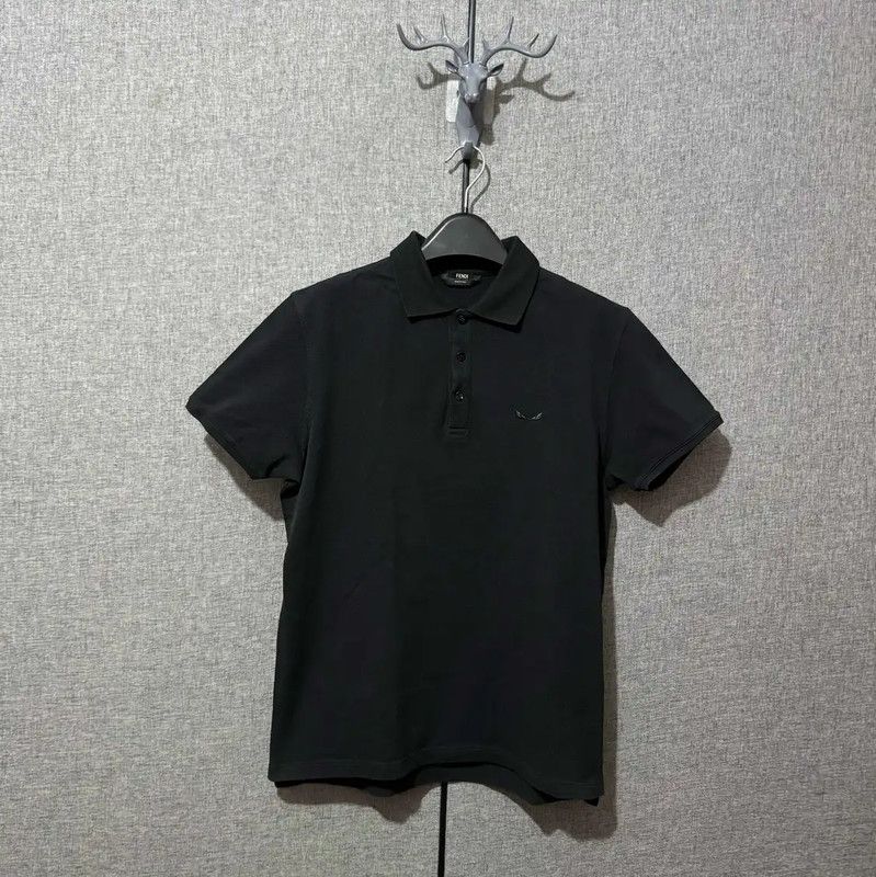 Fendi Fendi Black Embroidered Cotton Polo Shirt 0089 Size US S / EU 44-46 / 1 - 1 Thumbnail