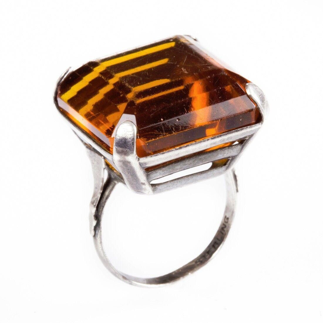 Designer Massive Art Deco Faux Mandarin Citrine Cocktail Ring Size ONE SIZE - 2 Thumbnail