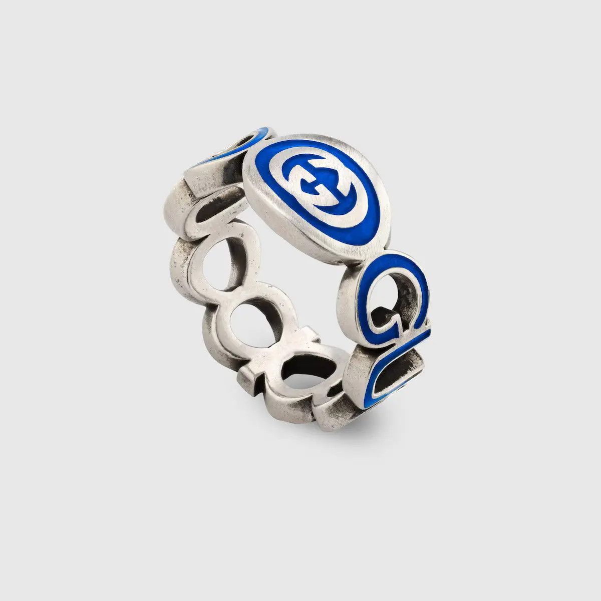 Gucci oc11z0126 Size: 17 / Interlocking Enamel Ring In Blue Size ONE SIZE - 2 Thumbnail