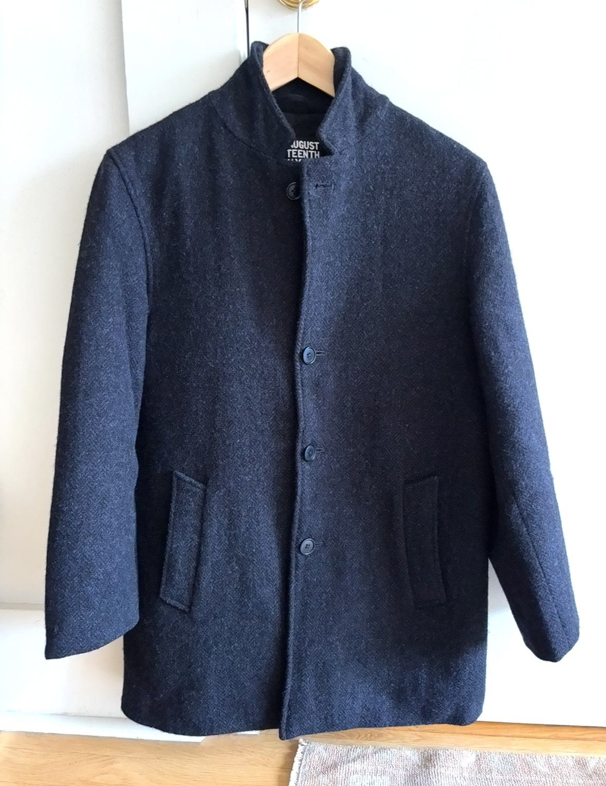 8.15 August Fifteenth Harris Tweed Wool Topper Topcoat Navy Mix Size US S / EU 44-46 / 1 - 3 Thumbnail