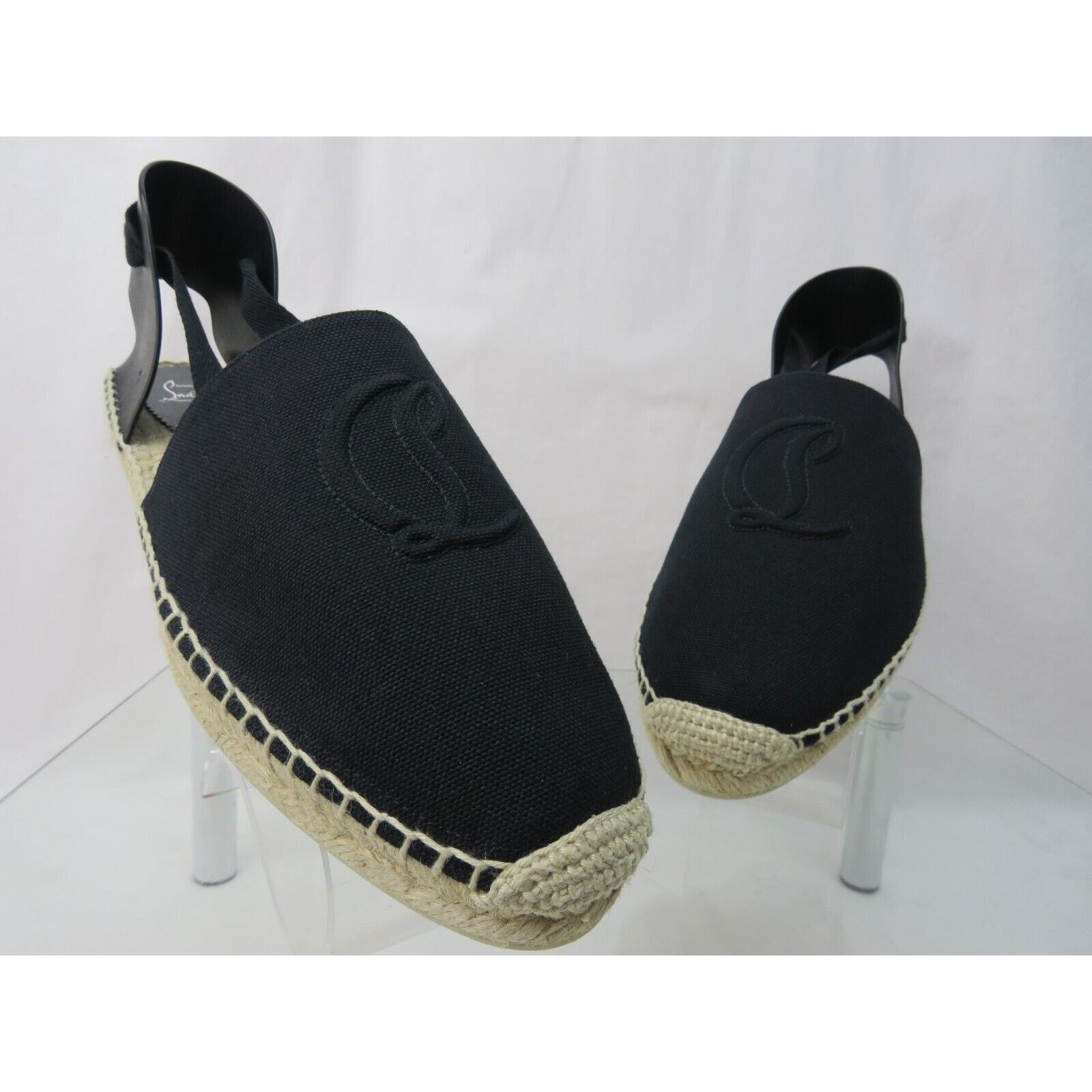 Christian Louboutin LOUBOUTIN NANOU BLACK LTH CANVAS CL LOGO LACE ESPADRILLES 40 Size US 10 / IT 40 - 12 Thumbnail