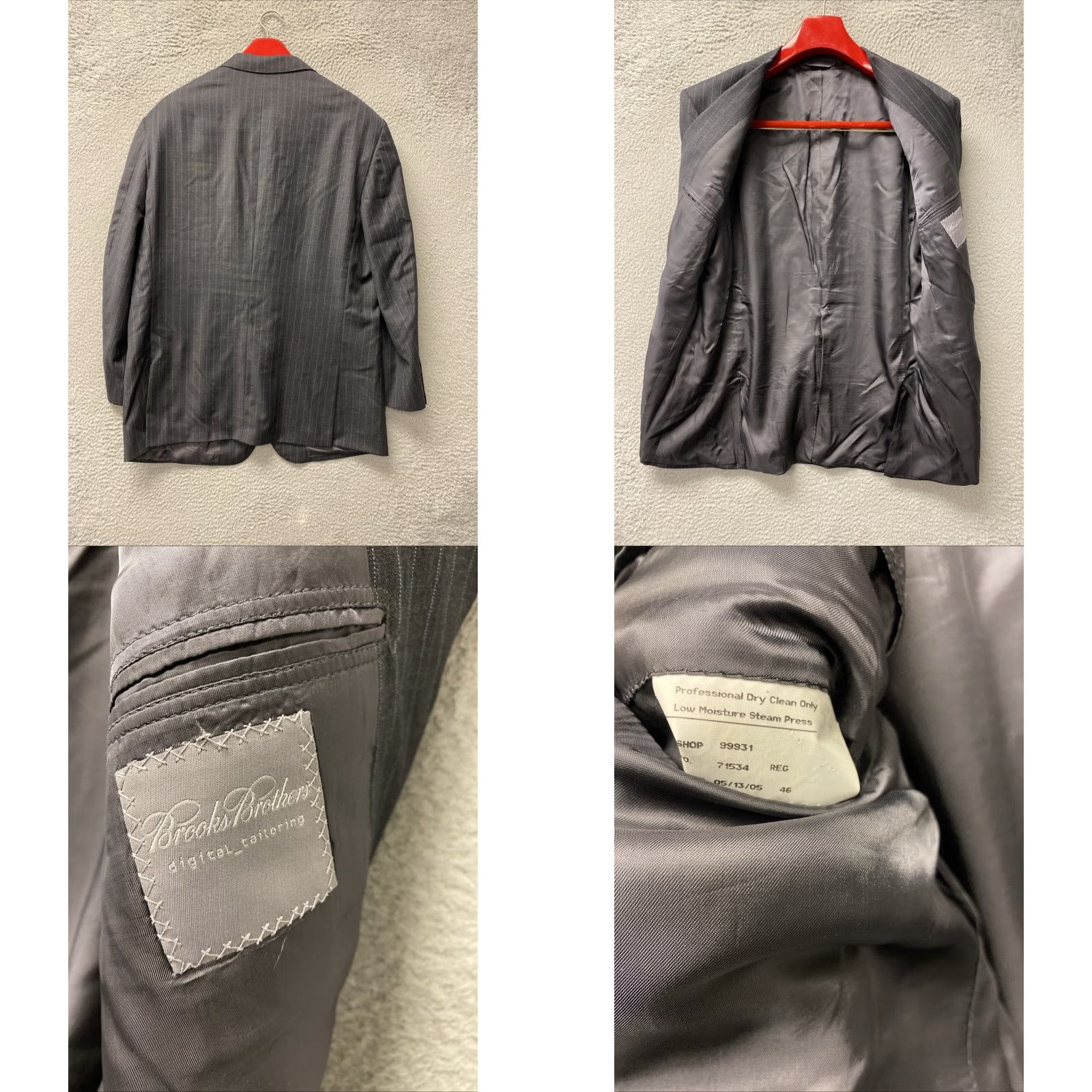 Brooks Brothers VINTAGE Brooks Brothers Suit Gray Striped 2 Piece Mens 46R Regular Blazer Jacket Dress Pants Size 46R - 8 Thumbnail