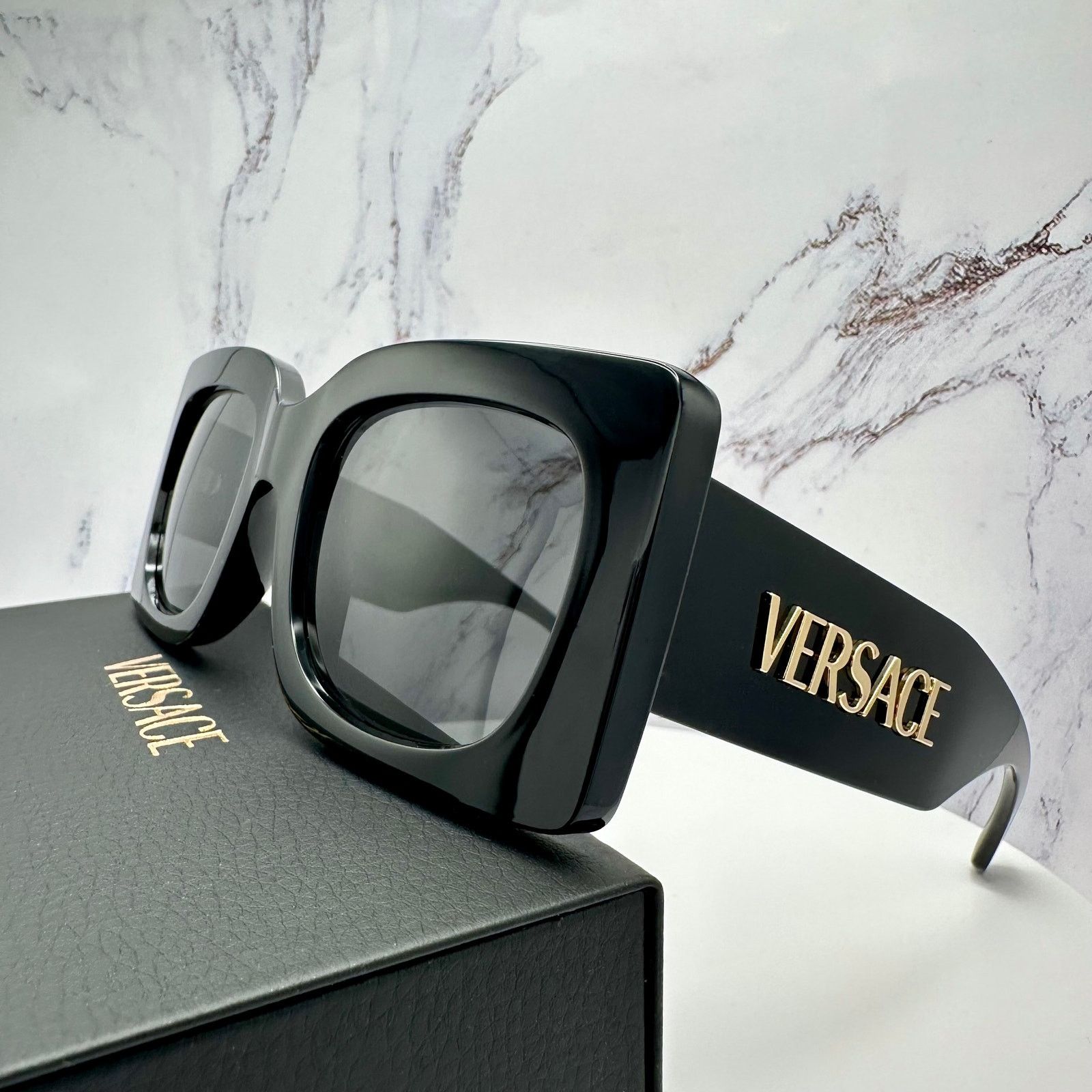 Versace New VERSACE Sunglasses Black Gold Metal Letter 3D Logo Size ONE SIZE - 16 Thumbnail