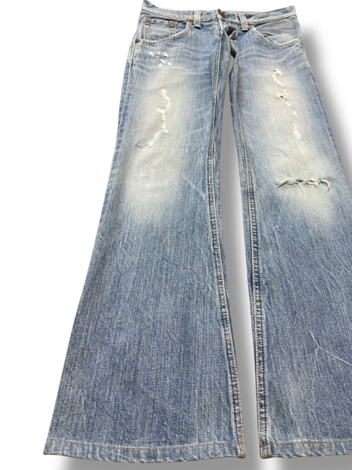 Edwin Vintage Edwin 503 Flare Faded Grunge Distressed Denim Size US 29 - 3 Thumbnail