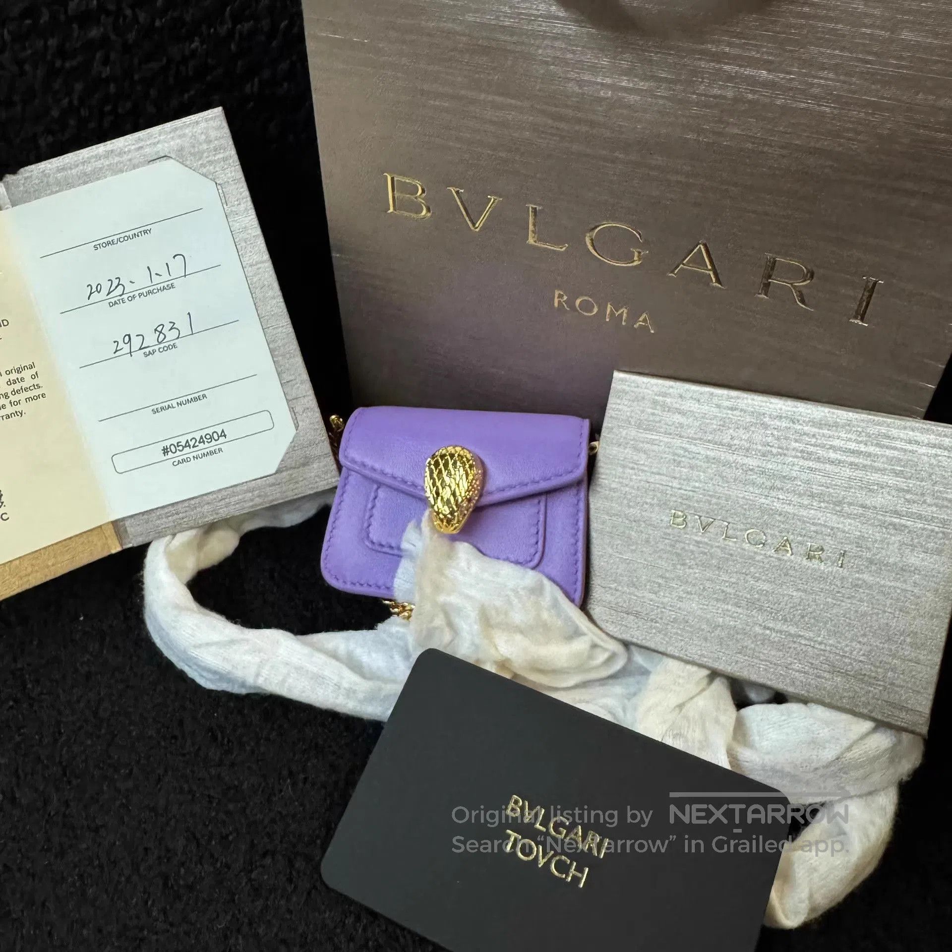 Bvlgari Purple Mini Crossbody Bag with Gold Snake Clasp. Size ONE SIZE - 7 Thumbnail