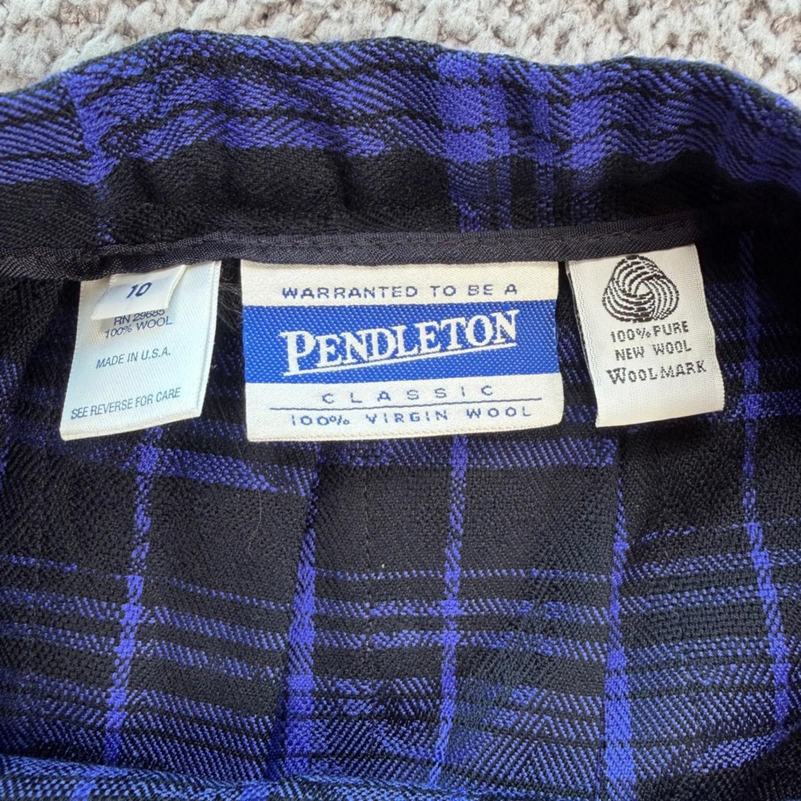Pendleton Pendleton Classic Plaid Midi Skirt 10 Blue 100% Virgin Wool Size 32" / US 10 / IT 46 - 4 Thumbnail