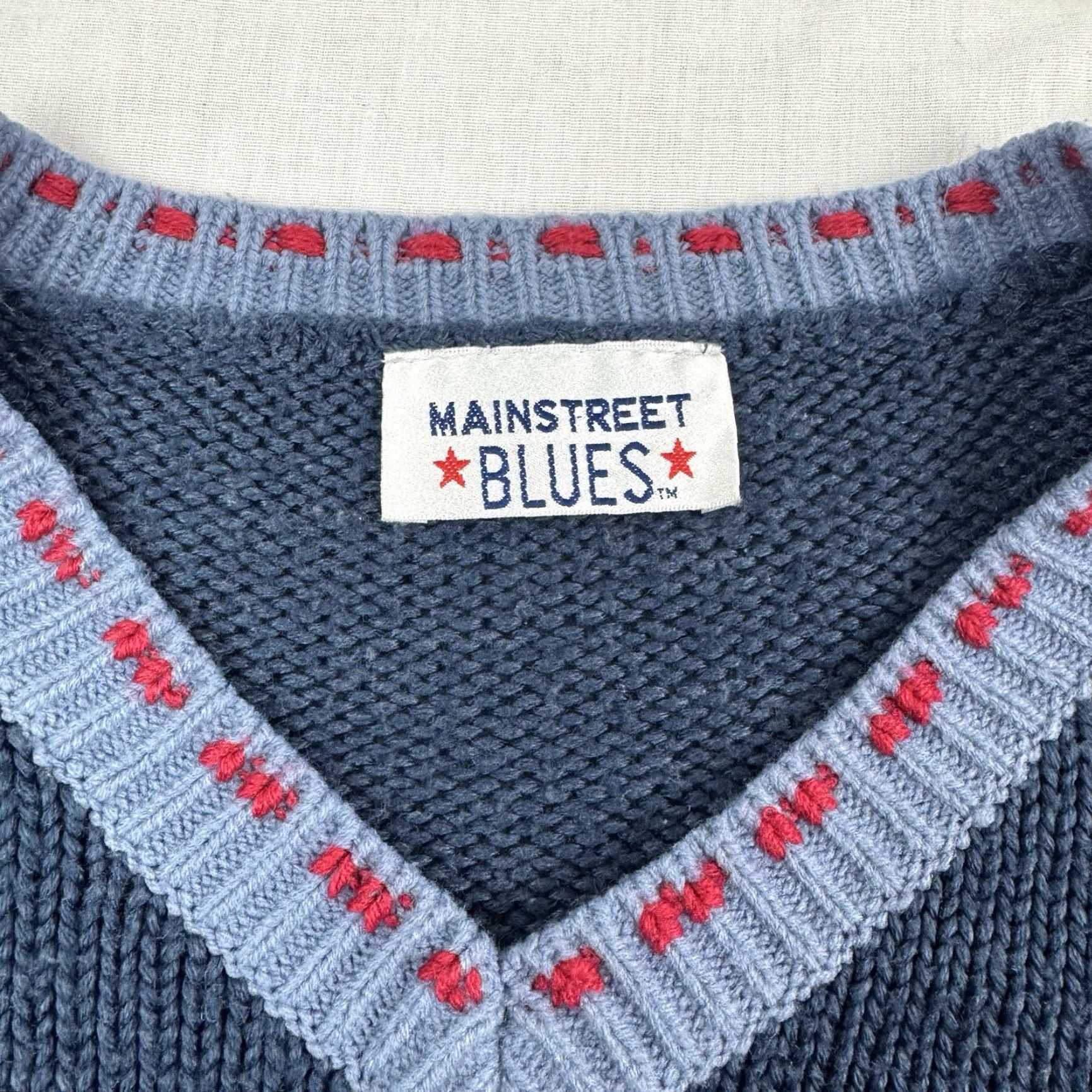 Vintage VINTAGE Main Street Blues Sweater Womens XL Blue V Neck Knitted Y2K Grandma Size XL / US 12-14 / IT 48-50 - 2 Thumbnail