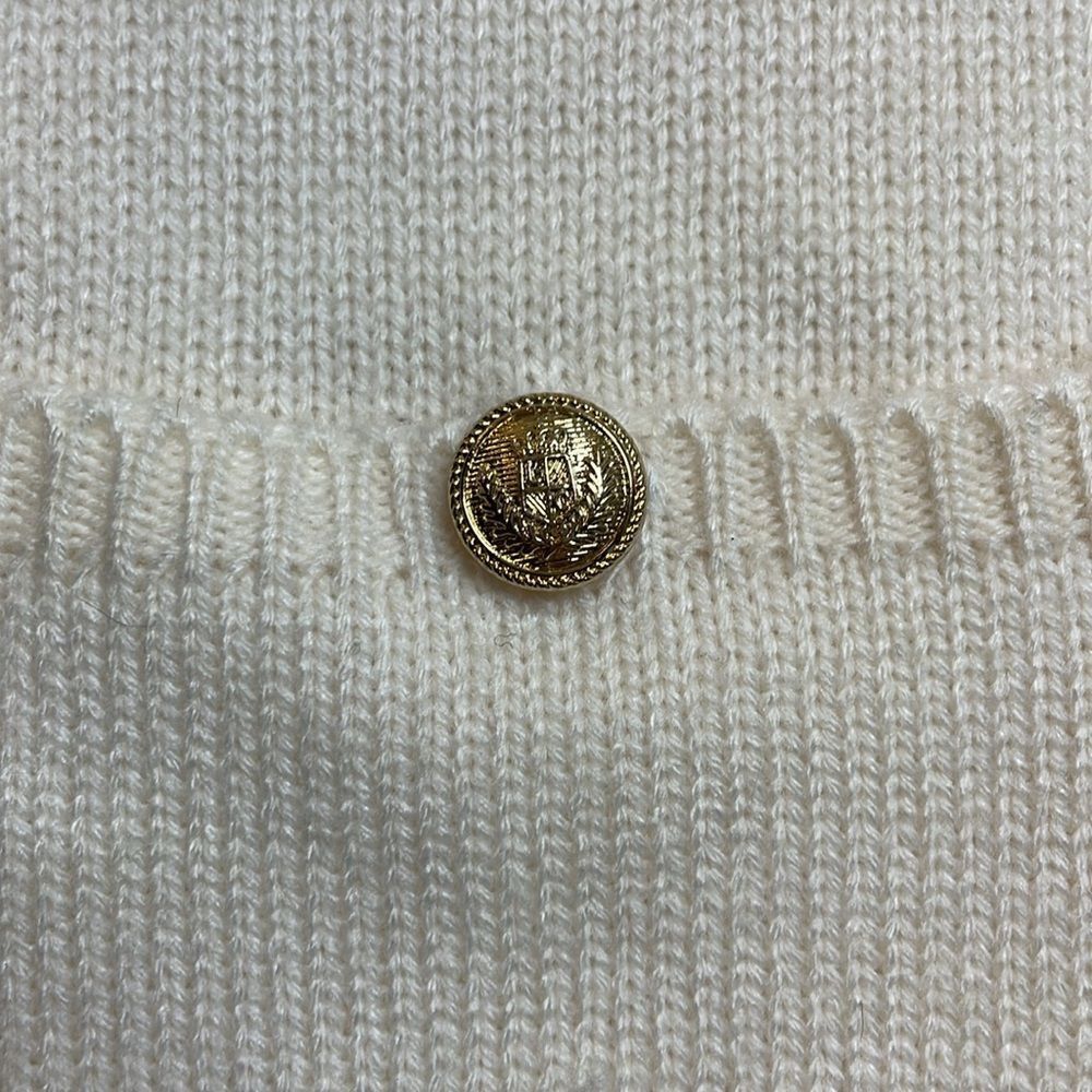 Vintage 90s vintage Karen Scott Wool Knit White Cardigan with Gold B Size M / US 6-8 / IT 42-44 - 3 Thumbnail