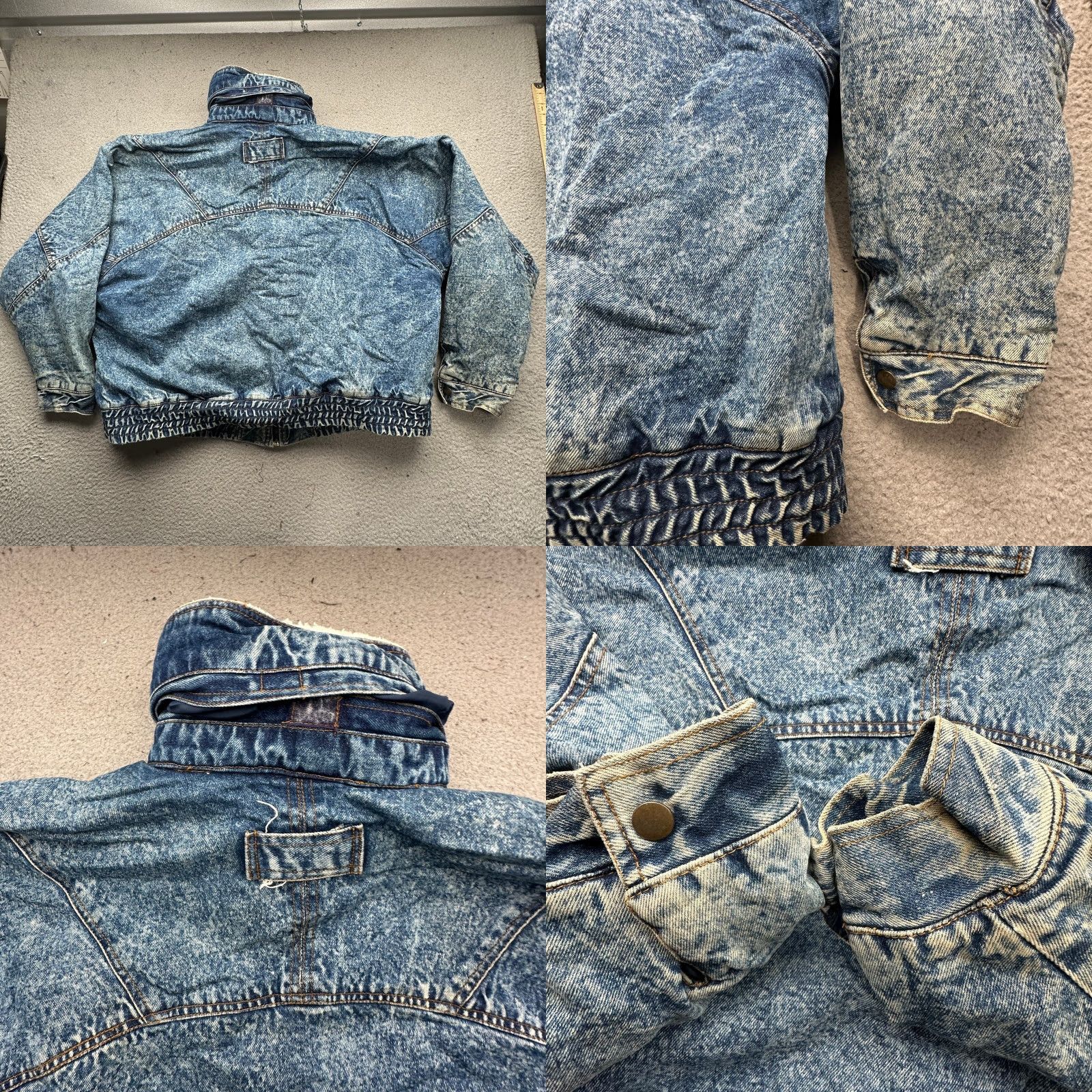 Vintage VINTAGE H Valentina Denim Acid Wash Bomber Jacket Mens XL Full Zip Heavyweight Size US XL / EU 56 / 4 - 9 Thumbnail