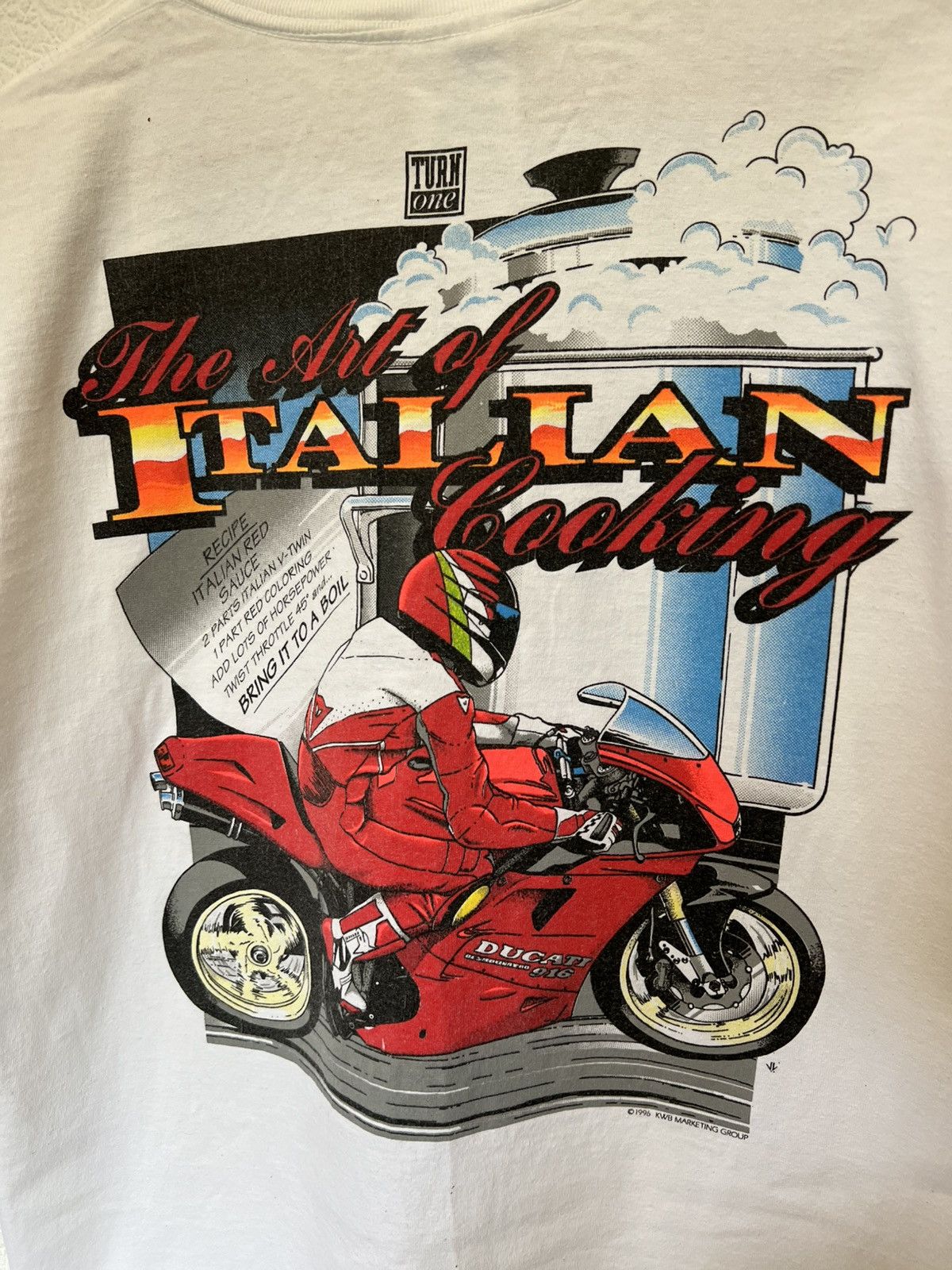 Vintage Vintage 1996 Turn One Racing T Shirt Tee The Art Of Italian Size US L / EU 52-54 / 3 - 8 Thumbnail