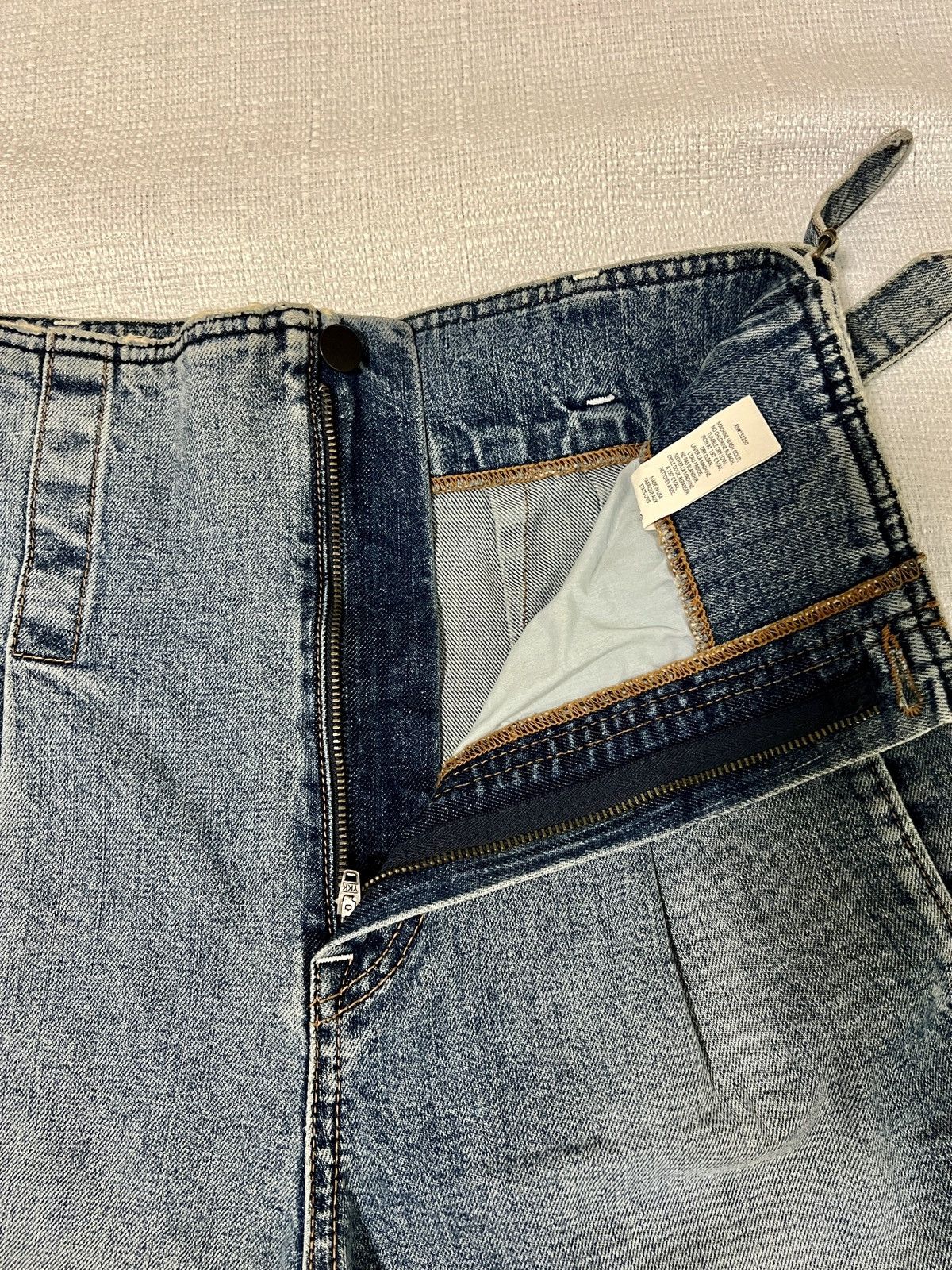 Colovos COLOVOS Buckle Waist Blue Denim Straight Barrel Leg Size 27" / US 4 / IT 40 - 6 Thumbnail