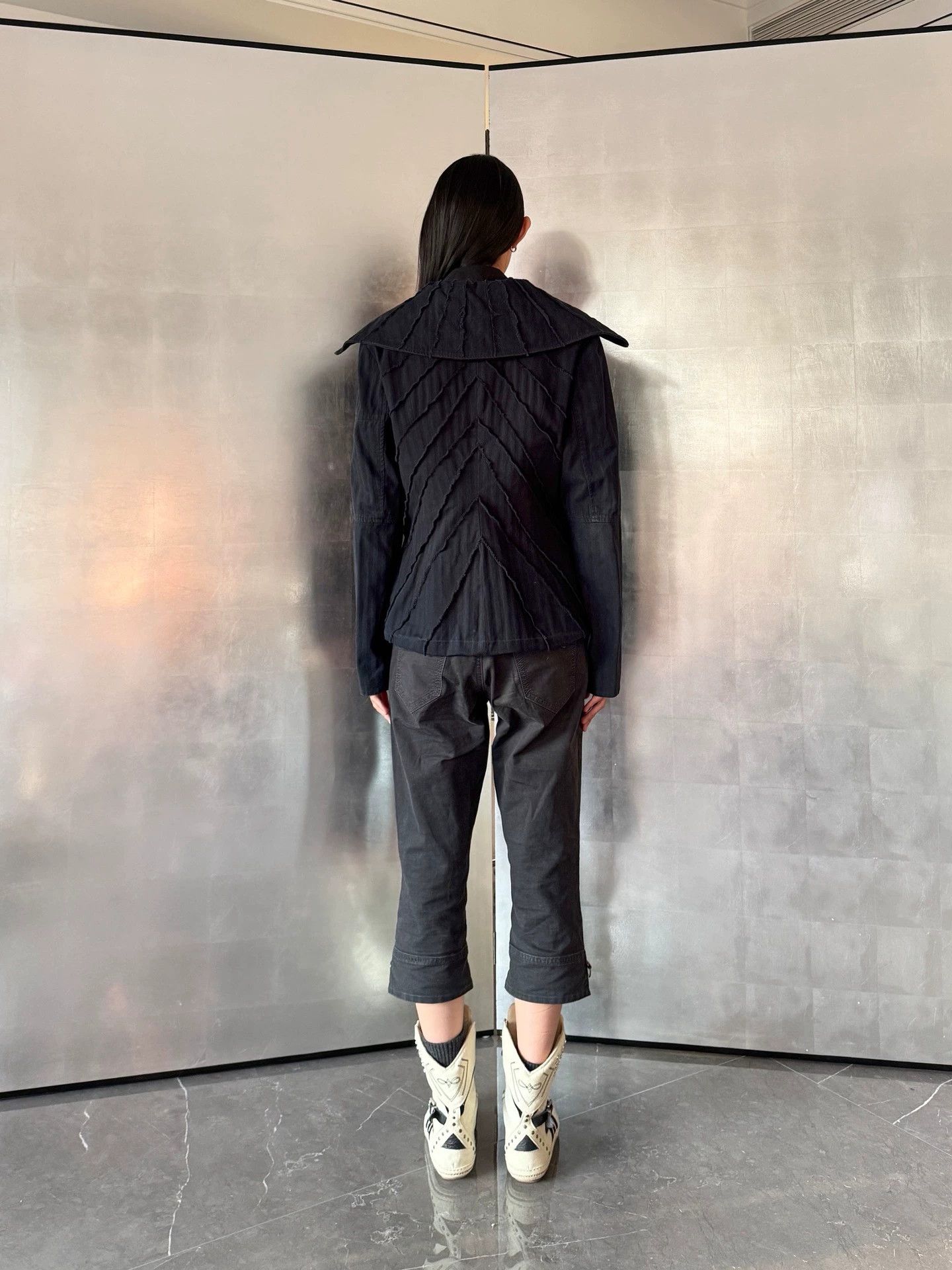 Vintage Vintage Italian Frayed-Collar Double-Zip Textured Waist Jacket L Size L / US 10 / IT 46 - 5 Thumbnail