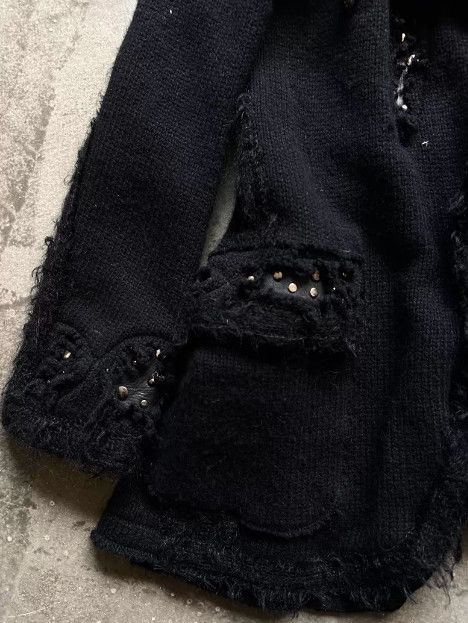 Other Kohshin Satoh 80s Studded Patchwork Lapel Knit Cardigan Size US XS / EU 42 / 0 - 5 Thumbnail