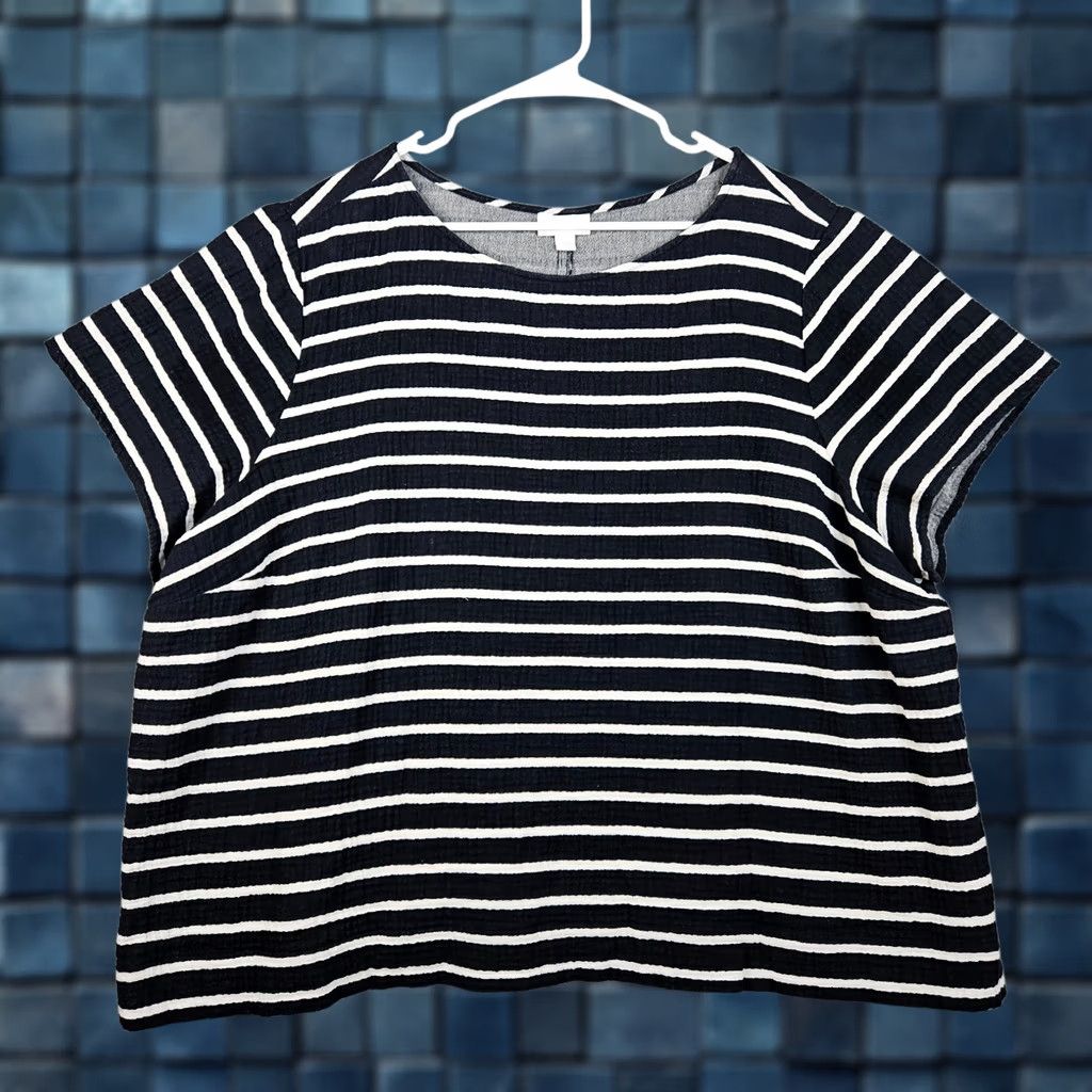 J. Jill J.JILL Women's Multicolor Cotton Short Sleeve Round Neck Top 4X Shirt Blouse Casual Overall Size XXL / US 16-18 / IT 52-54 - 1 Thumbnail
