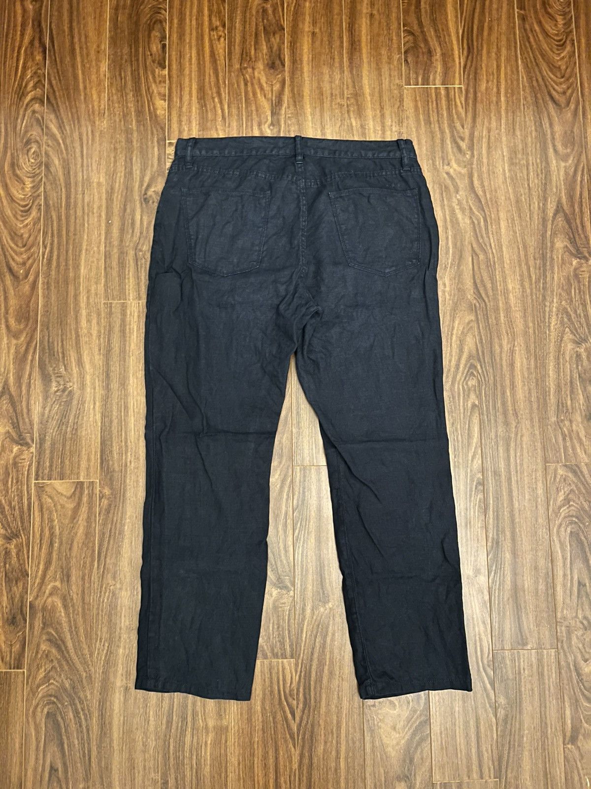 John Varvatos John Varvatos Classic Straight Fit Linen Pants in Navy Size US 33 - 2 Thumbnail
