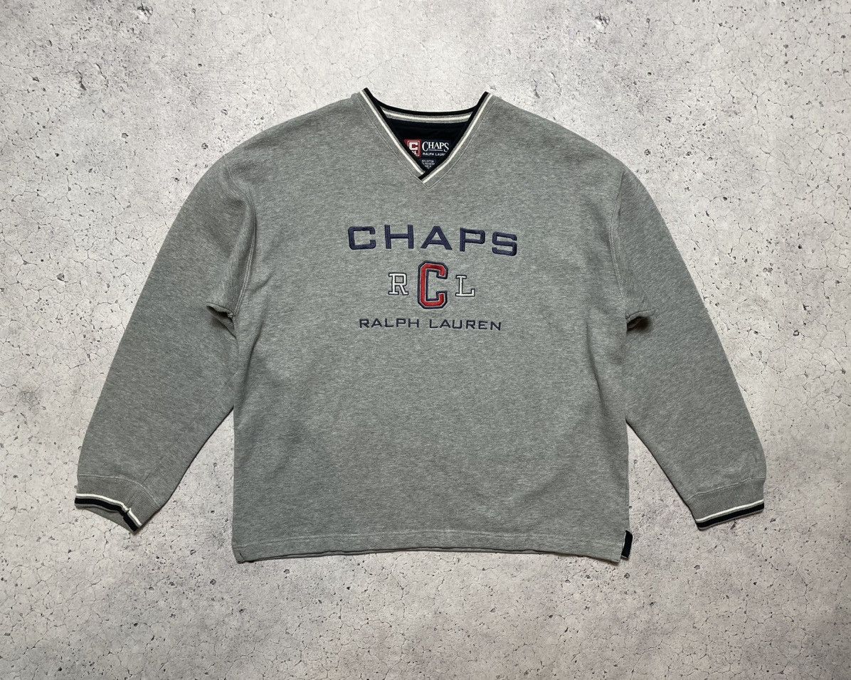 Polo Ralph Lauren Vintage Sweatshirt 90s Chaps Polo Ralph Lauren Big Logo Y2K Size US S / EU 44-46 / 1 - 1 Thumbnail