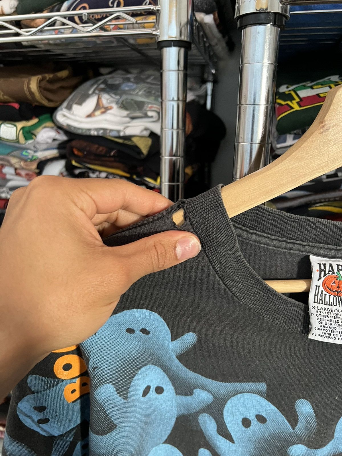 Arts & Science 90s Halloween Boo Ghost AOP Single Stitch Freeze Tee Size US XL / EU 56 / 4 - 6 Thumbnail