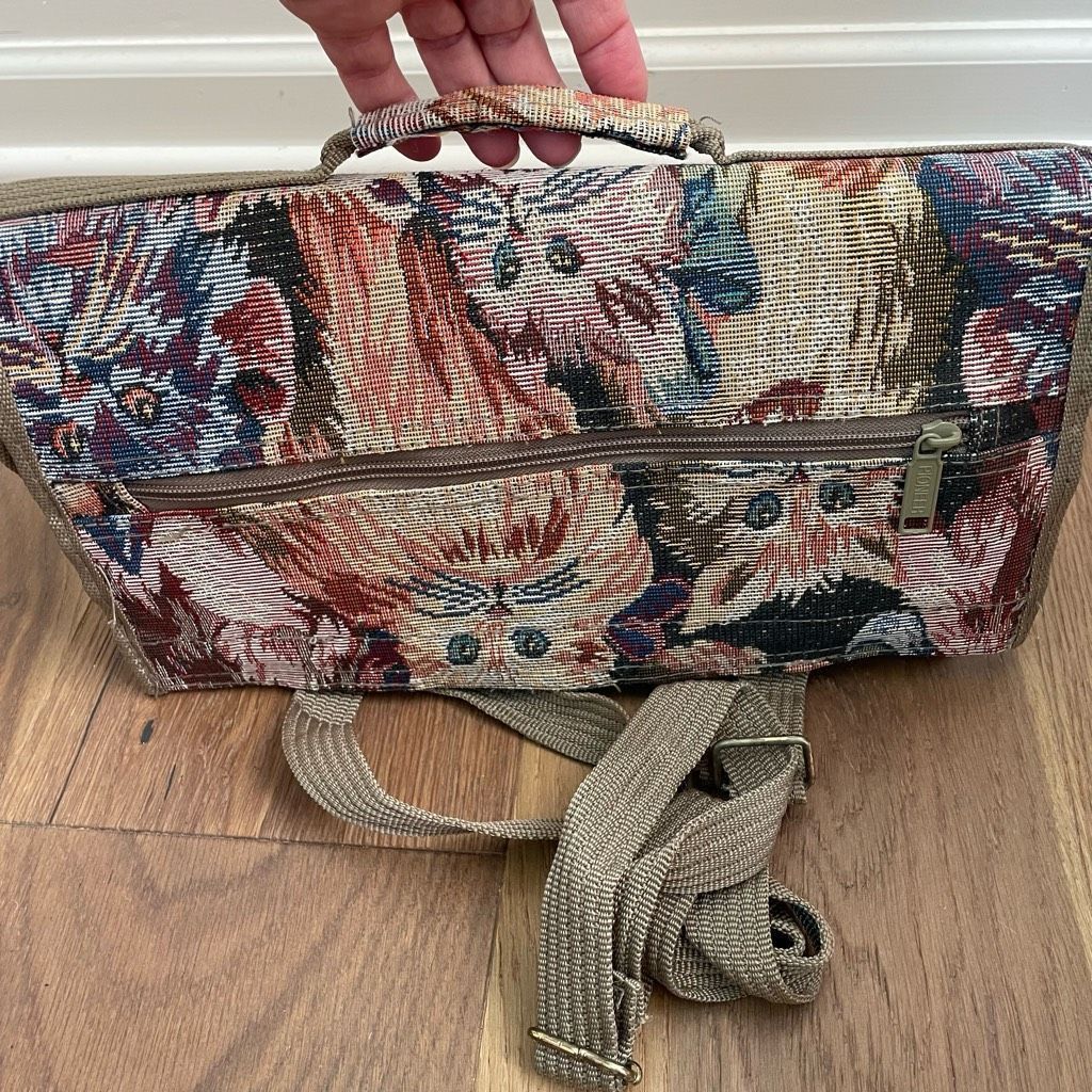 Vintage Vintage Cat Tapestry Wheeled Shopper Bag Tote Collapseable Size ONE SIZE - 7 Thumbnail