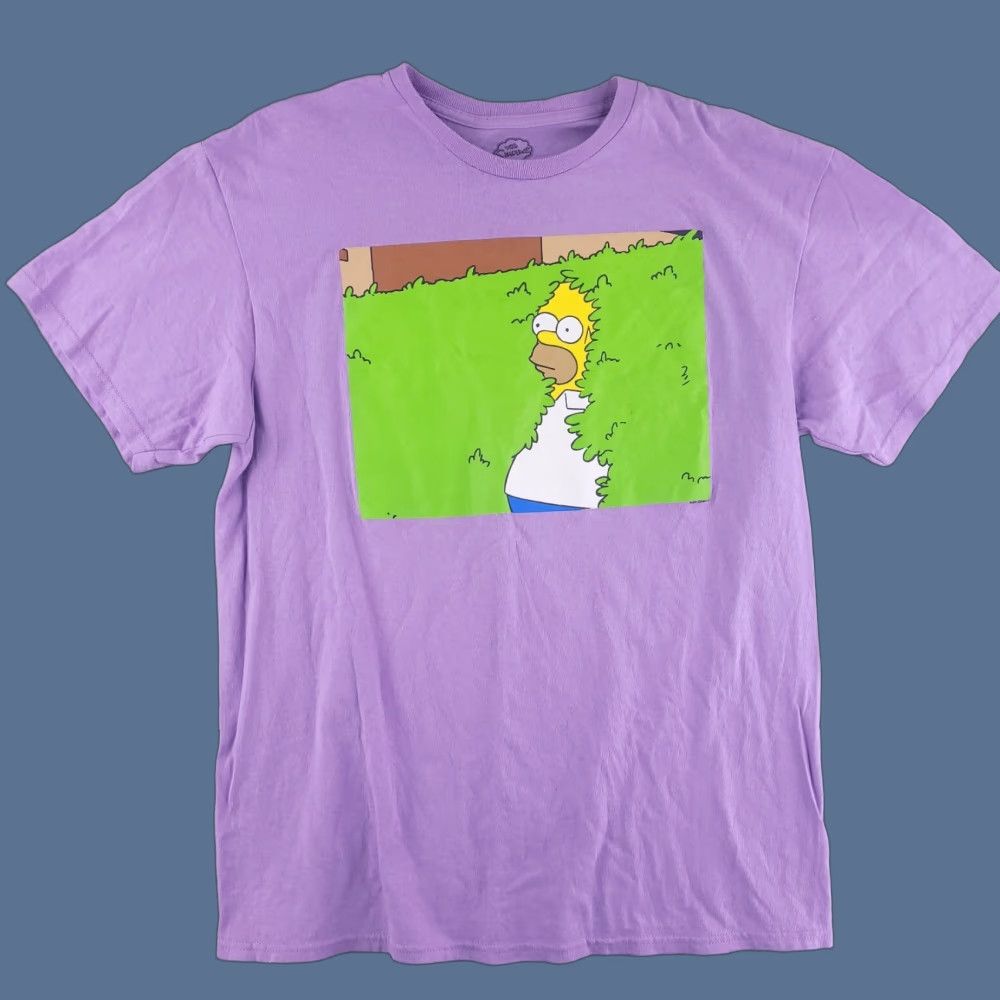 Vintage The Simpsons Shirt Mens Large Purple Meme Homer Bushes Short Sleeve SLim fit Size US L / EU 52-54 / 3 - 1 Thumbnail