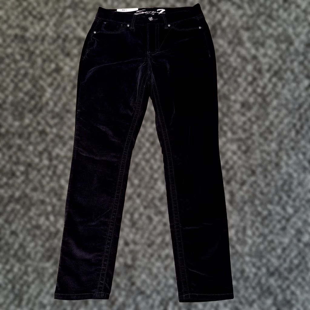 Vintage Seven7 Tumyless High Rise Skinny Velvet Jeans 10 Black Stretch New Womens Size 32" / US 10 / IT 46 - 1 Thumbnail