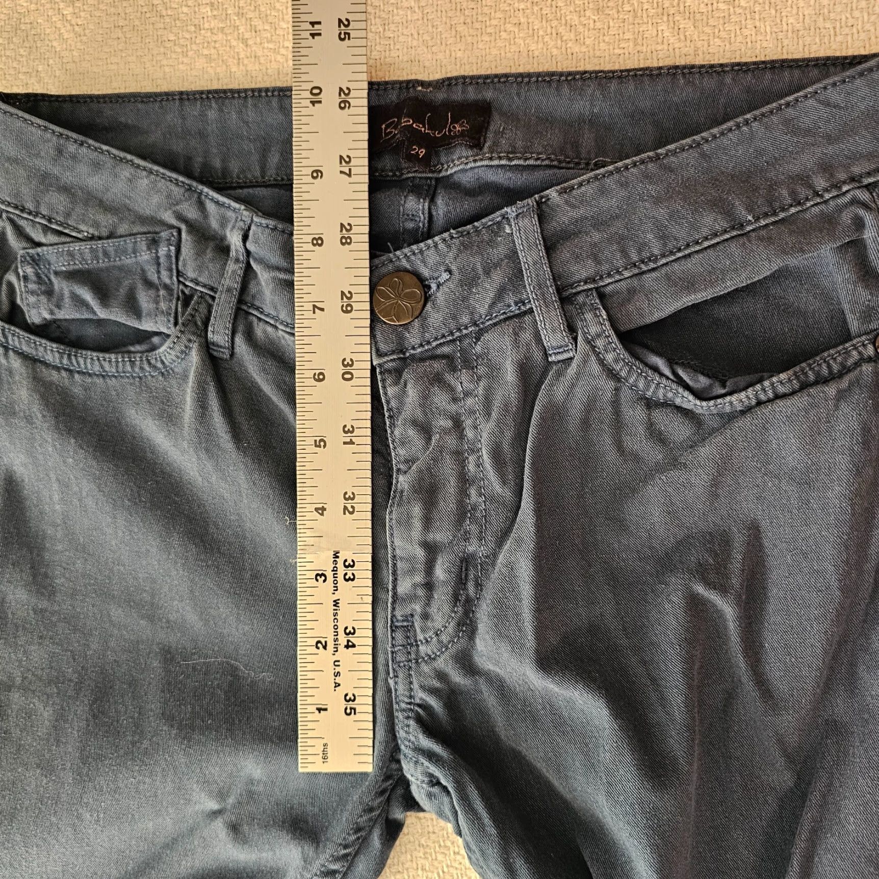 Vintage VINTAGE Babakul Chino Pants Women 29 Blue Stretch Zipper Metal Rivet Accents Size 29" - 6 Thumbnail