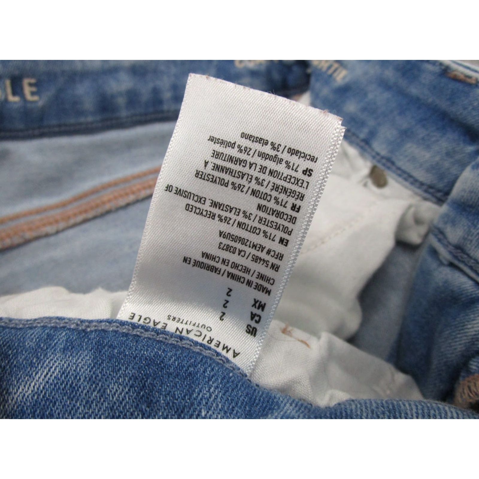 American Eagle Outfitters American Eagle Outfitters Curvy Hi Rise Shortie Shorts Distressed Next Level Stretch SZ 2 Blue Denim 5-Pocket Womens Summer Size 26" / US 2 / IT 38 - 4 Thumbnail